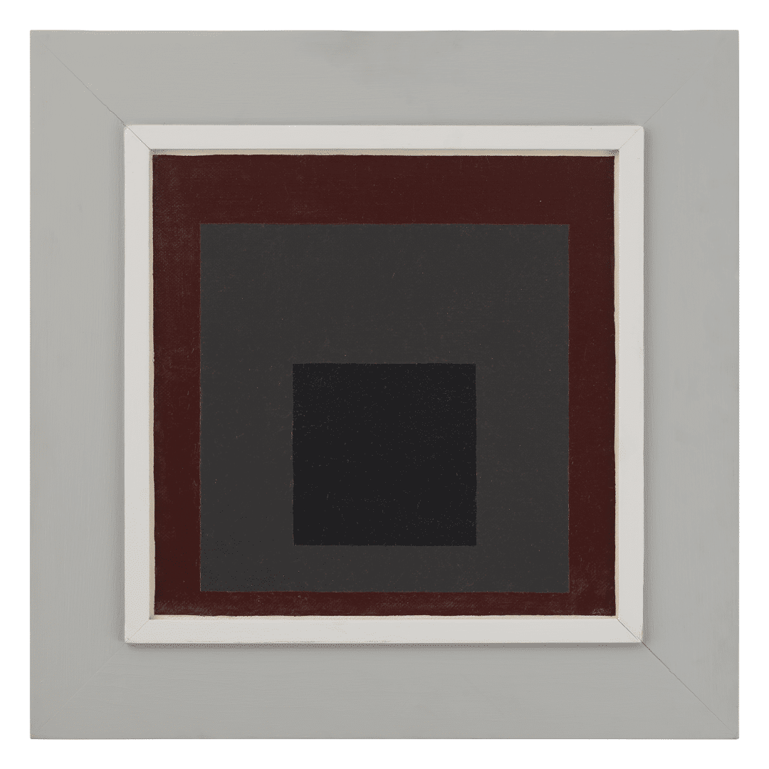 An oil painting on Masonite by Josef Albers, titled Study for Homage to the Square: Quiescent, dated 1952.