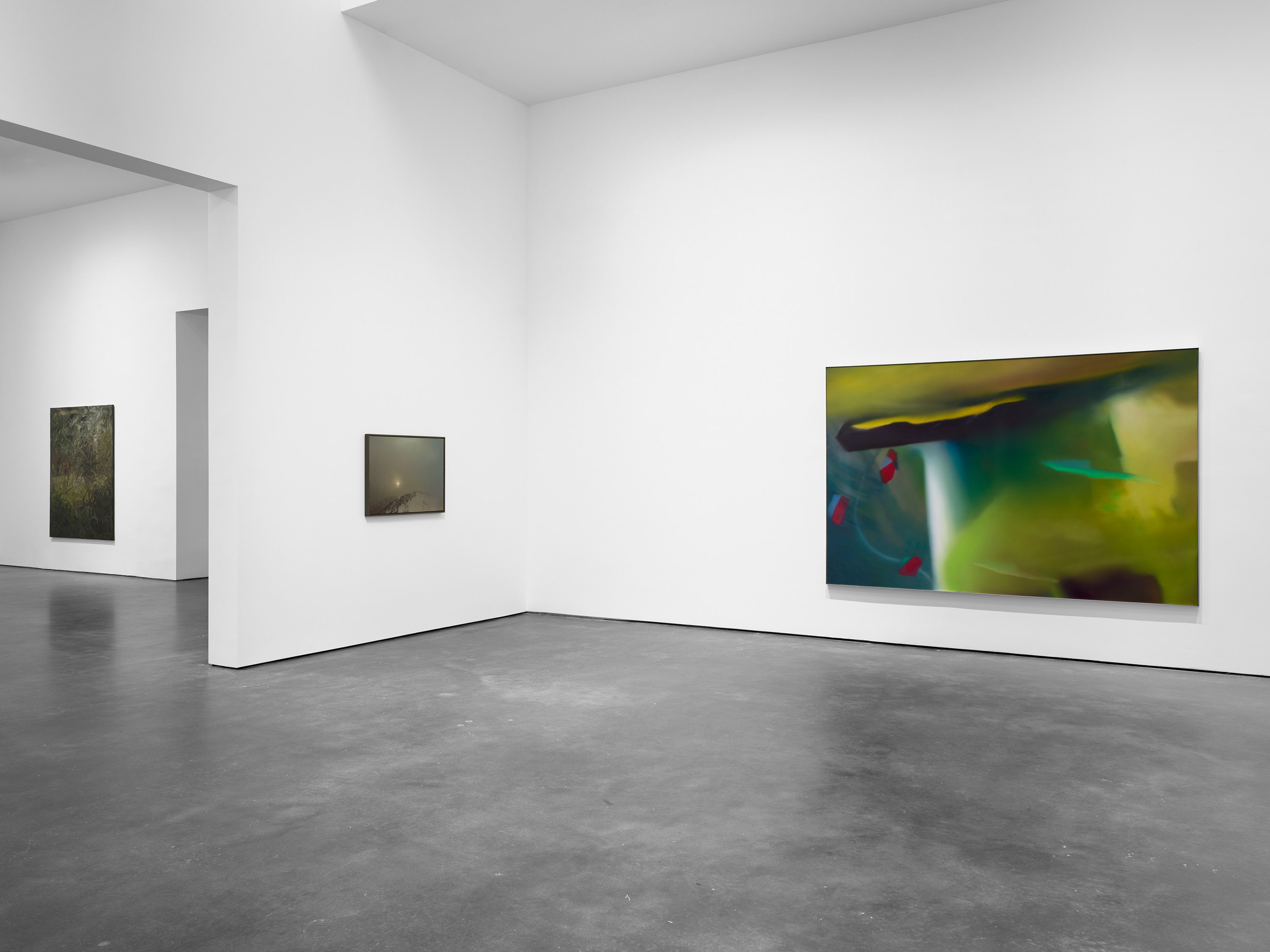 An installation view of the exhibition, Gerhard Richter: Landschaften, at David Zwirner in New York, dated 2026.