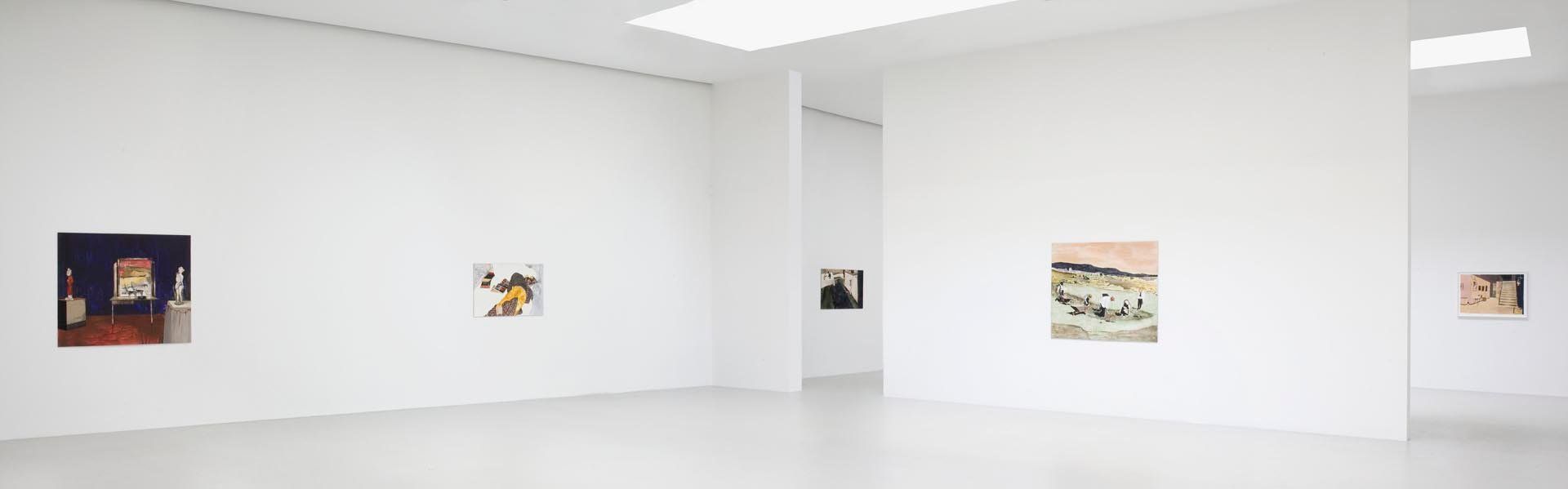 Installation view of the exhibition Mamma Andersson: Who is sleeping on my pillow, at David Zwirner in New York, dated 2010.