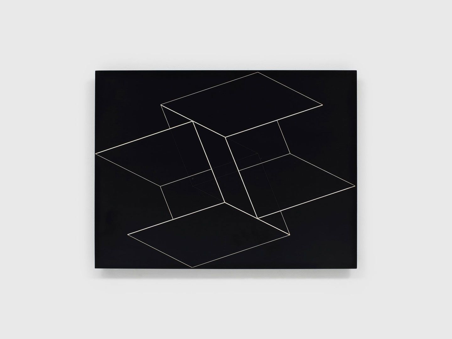A machine-engraved etching in plastic laminate on wood by Josef Albers, titled ‚ÄãStructural Constellation, undated.