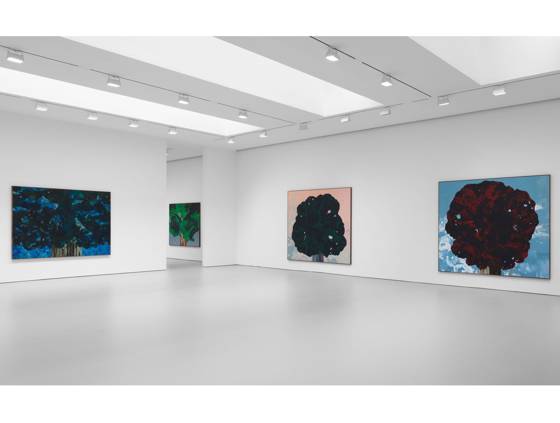 An installation view of the exhibition titled Harold Ancart: Traveling Light, at David Zwirner, New York, in 2020.