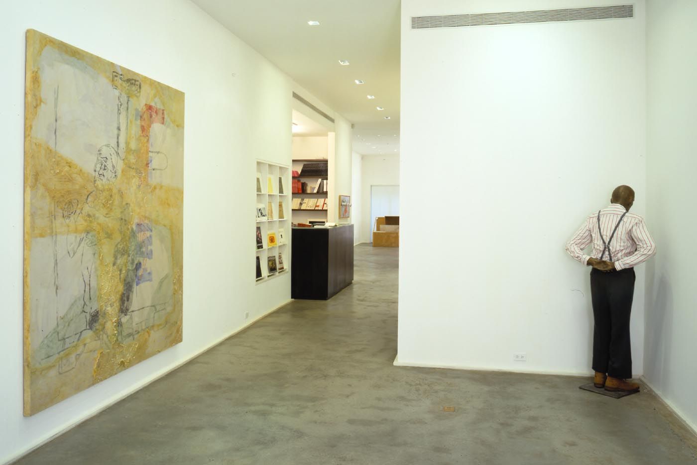An installation view of the exhibition Martin Kippenberger: Selected Works, at David Zwirner New York, dated 2002.