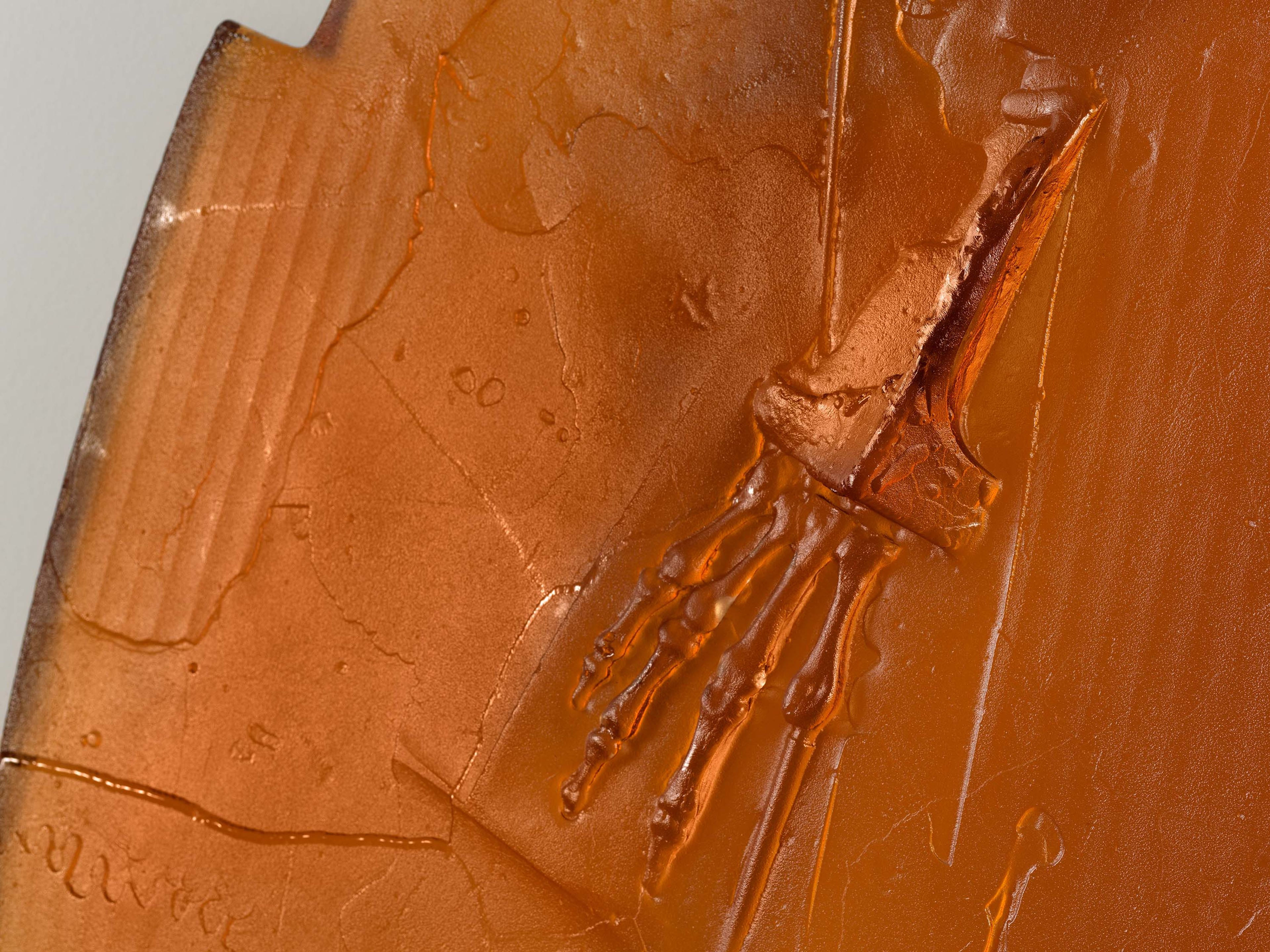 A detail from a sculpture by Andra Ursuta, titled Private Dancer (Amber), dated 2025.