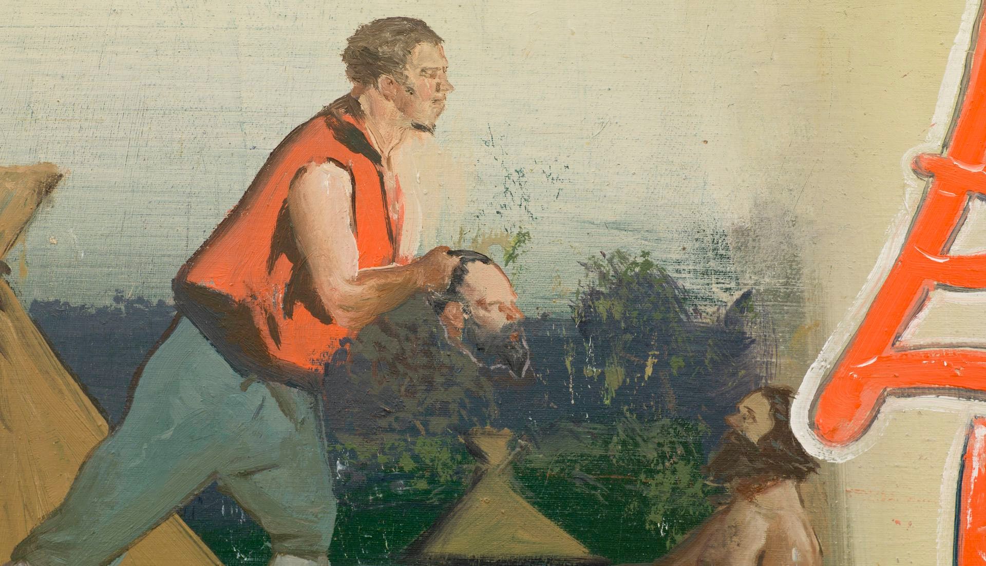 A detail from a painting by Neo Rauch.