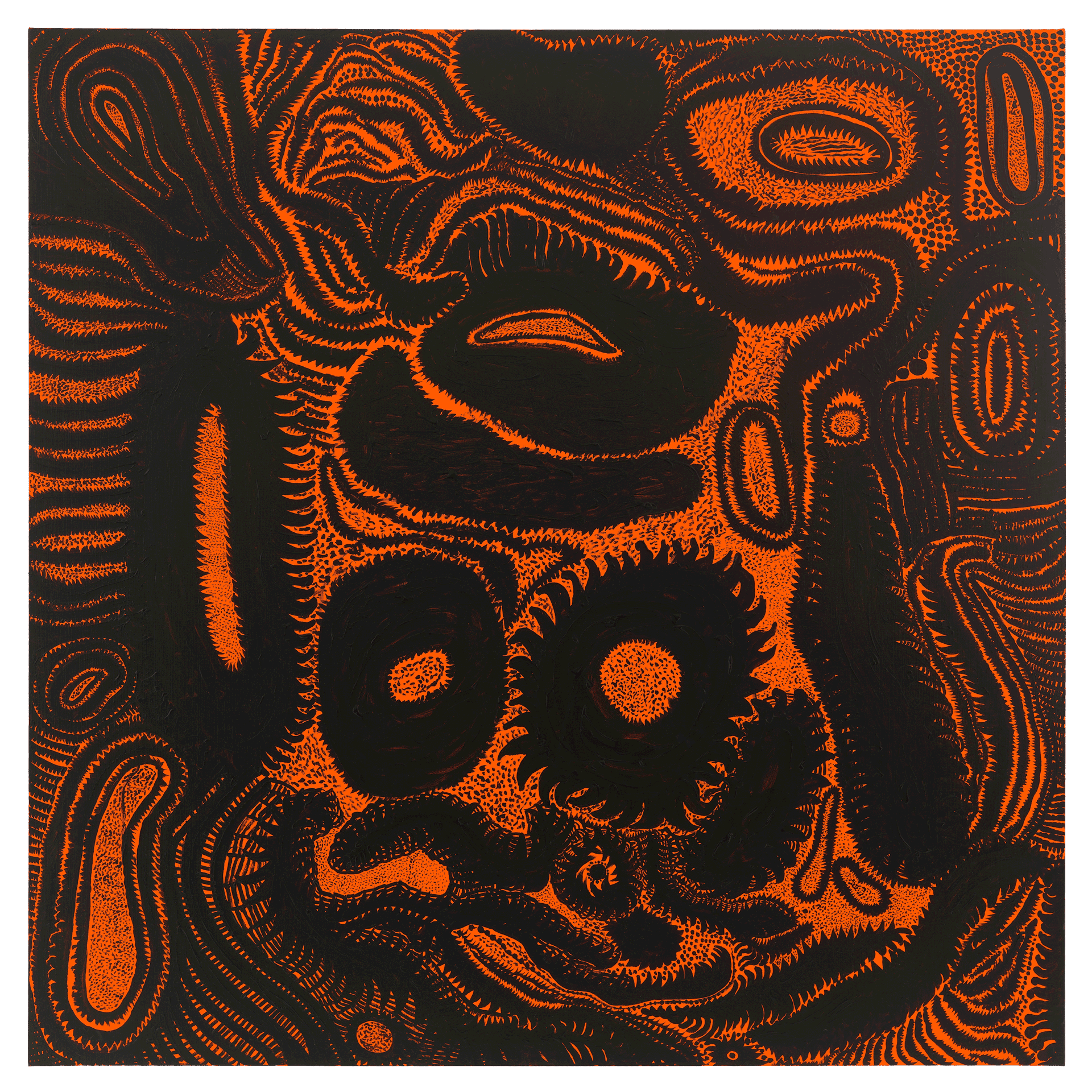 A painting by Yayoi Kusama, titled Far Away Country of Death, dated 2014.
