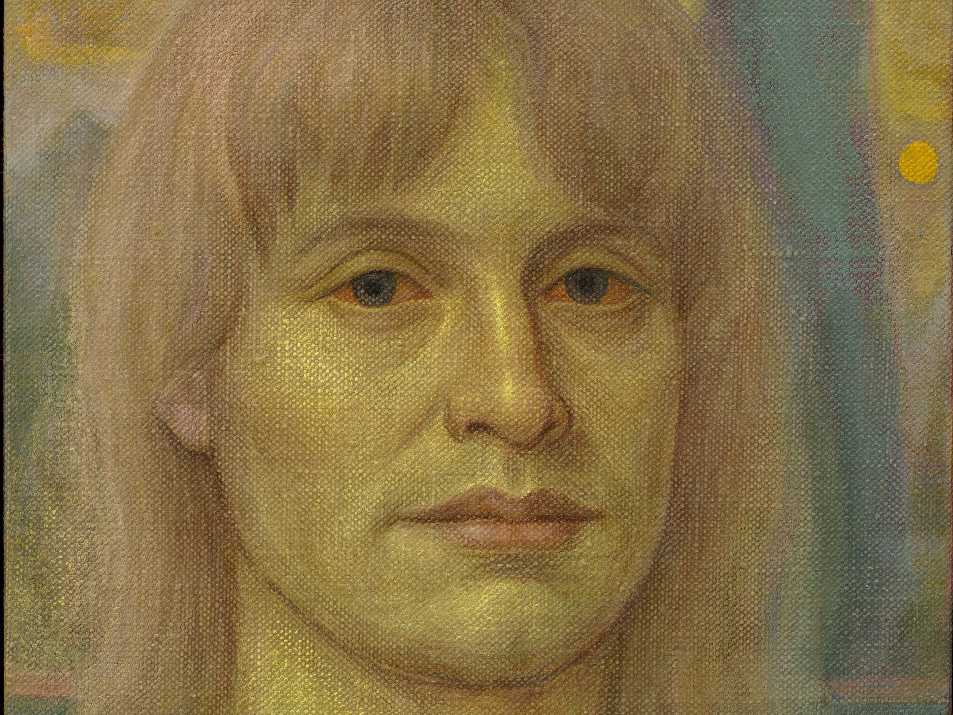 A detail from a painting by Steven Shearer, titled Acquaintance, dated 2025.