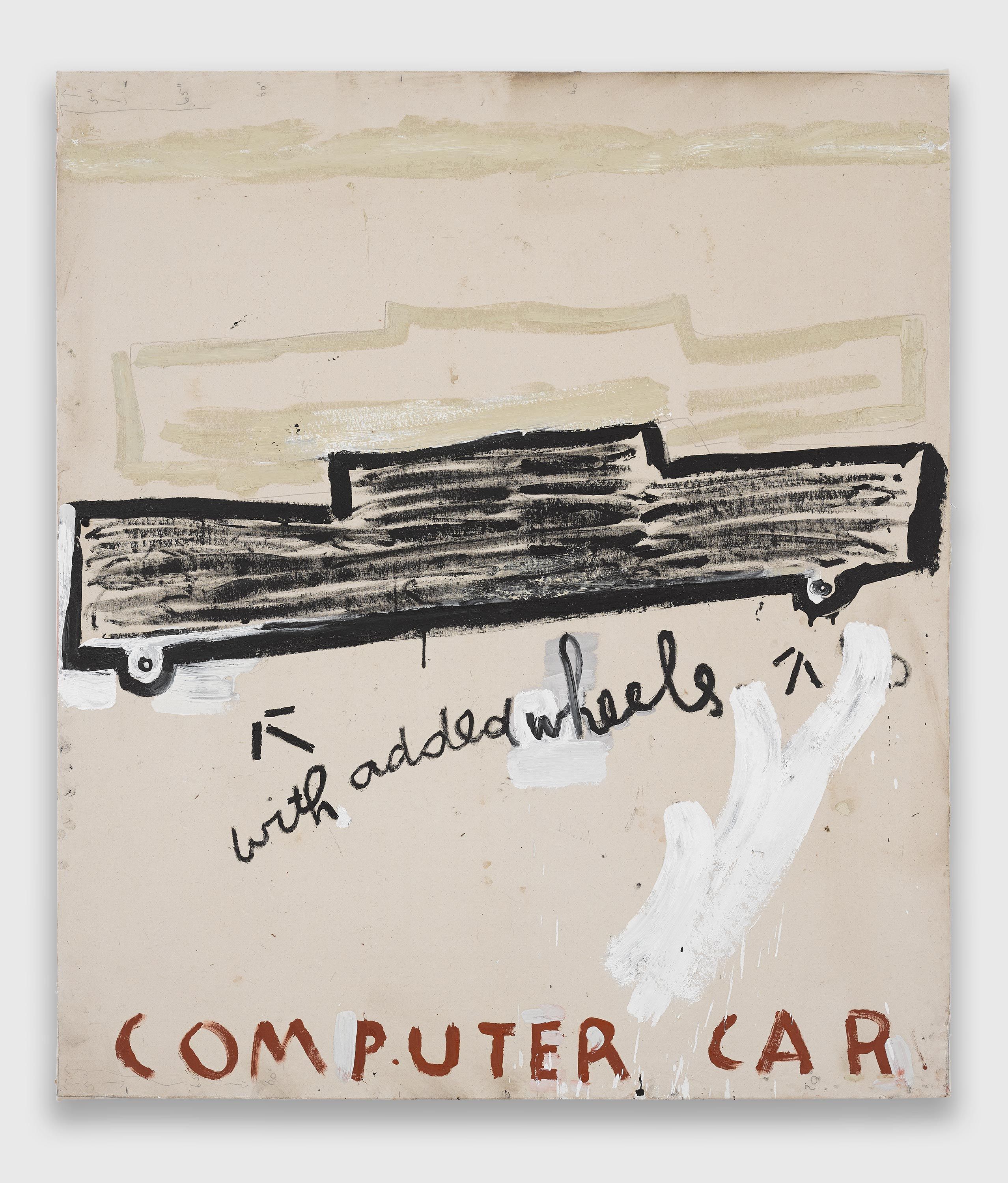 A painting by Rose Wylie, titled Computer Car, dated 2021.