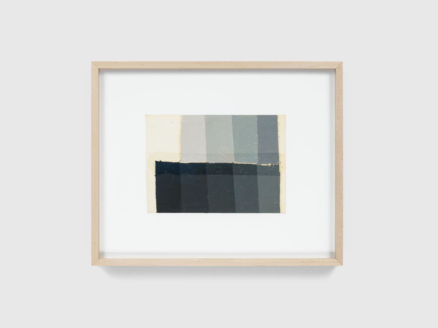 A painting on card stock by Josef Albers, titled Color study of grays, undated.