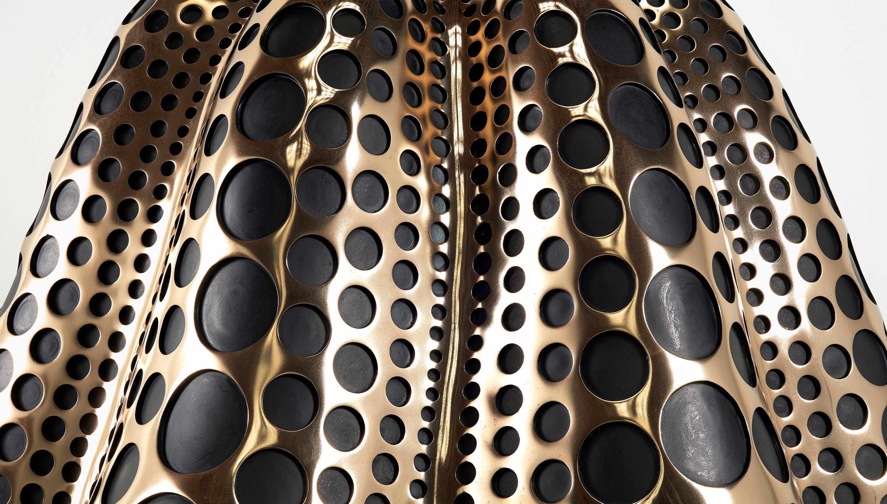 A detail from the work titled Pumpkin (M) by Yayoi Kusama, dated 2016