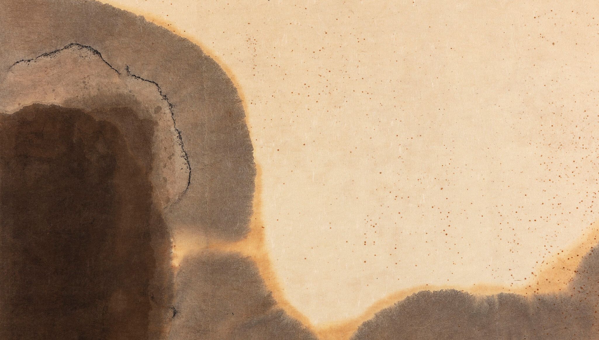 A detail of a painting by Yun Hyong-keun, titled Burnt Umber & Ultramarine, dated 1981
