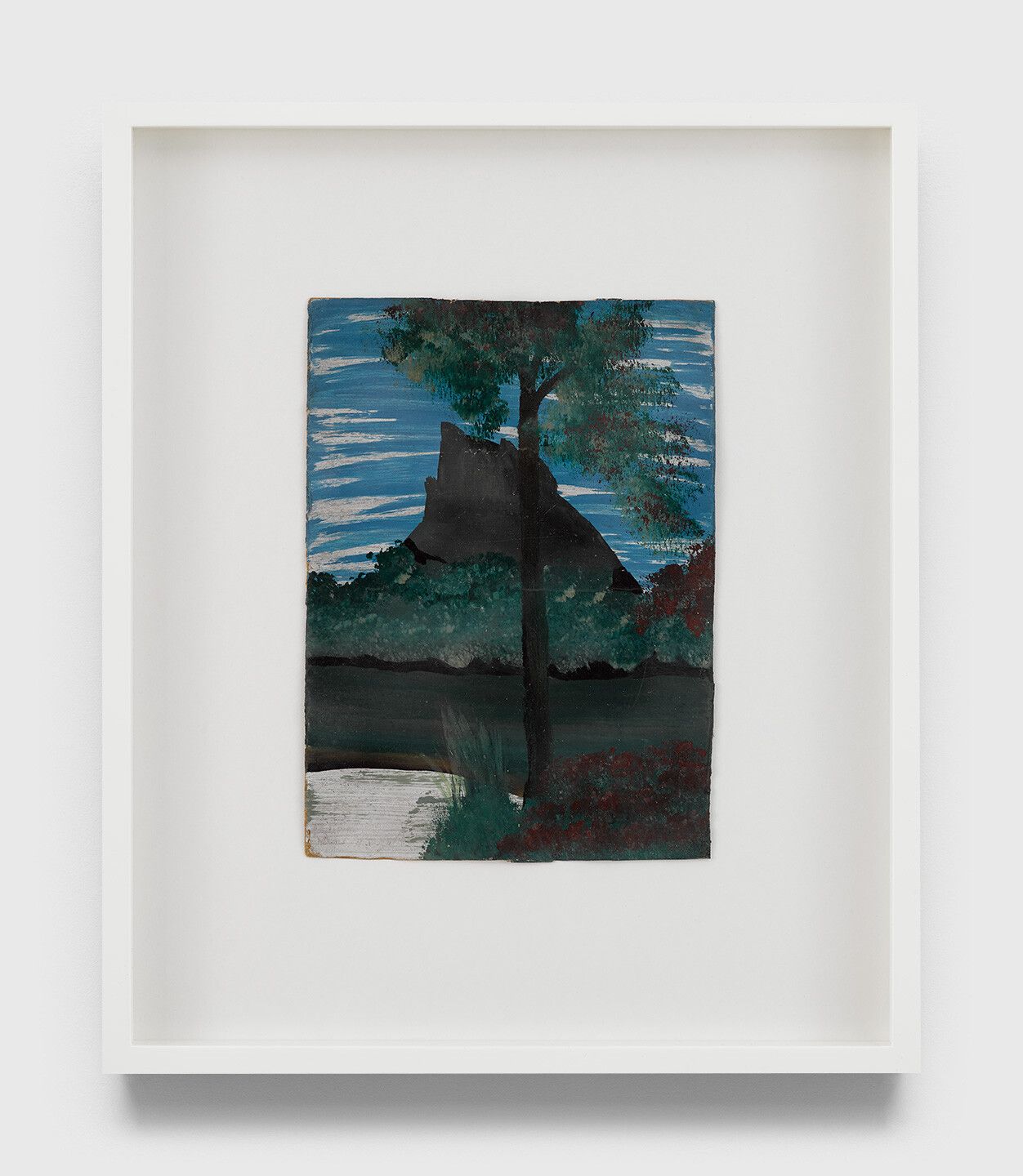 An undated oil painting on single-ply cardboard by Frank Walter, titled Untitled (Bluff).