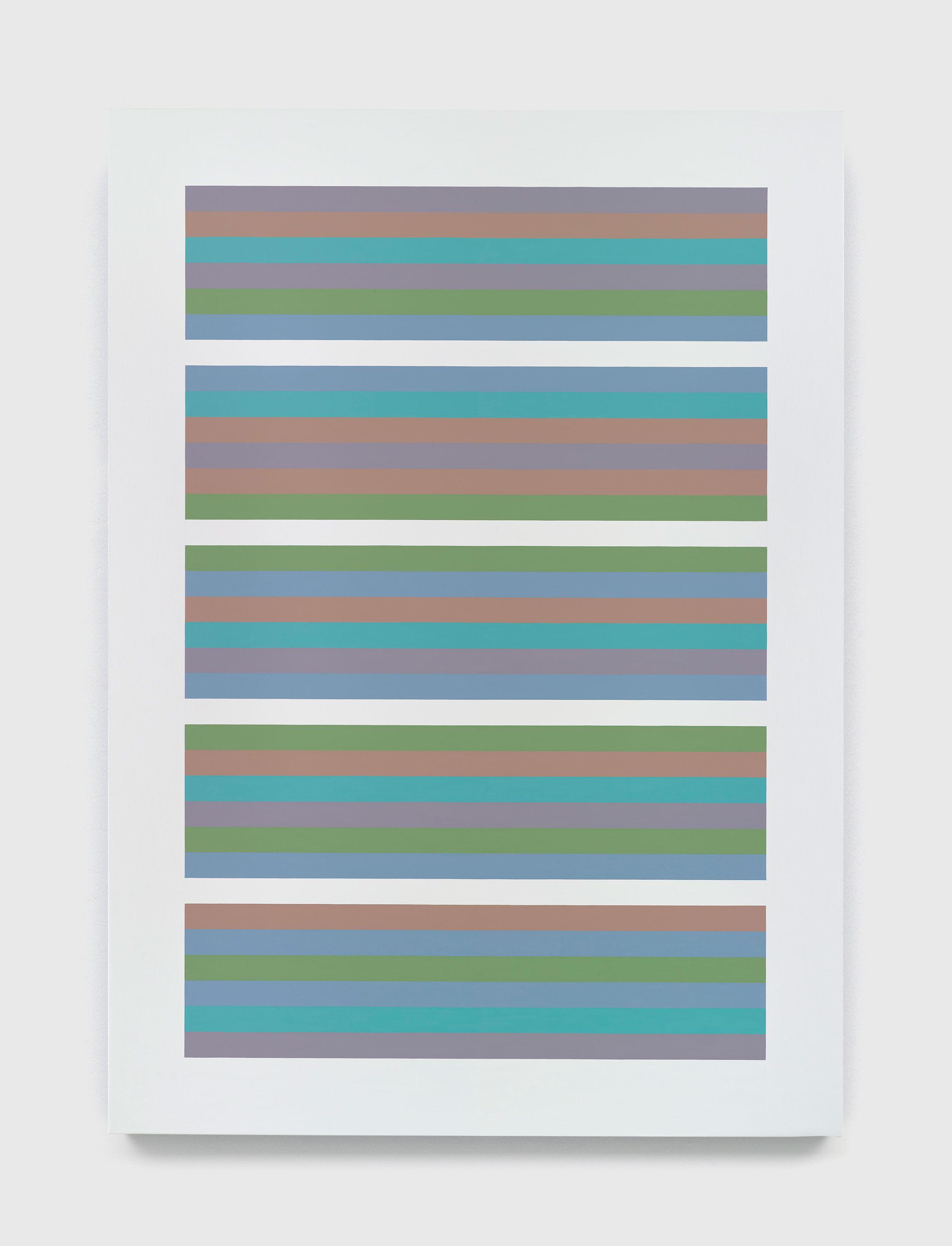 A painting by Bridget Riley, titled Intervals 12, dated 2021.