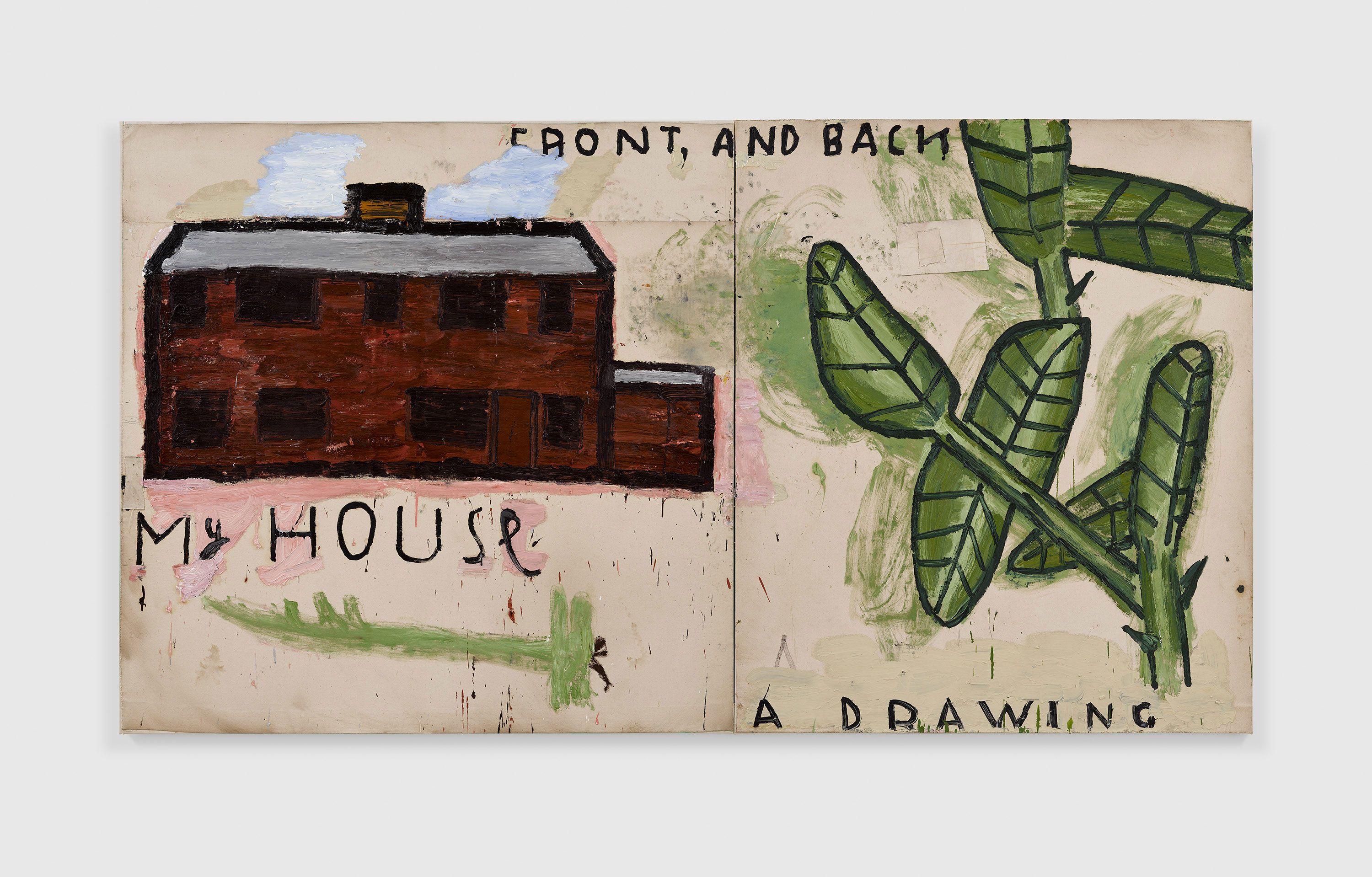 A painting by Rose Wylie, titled My House, dated 2022.