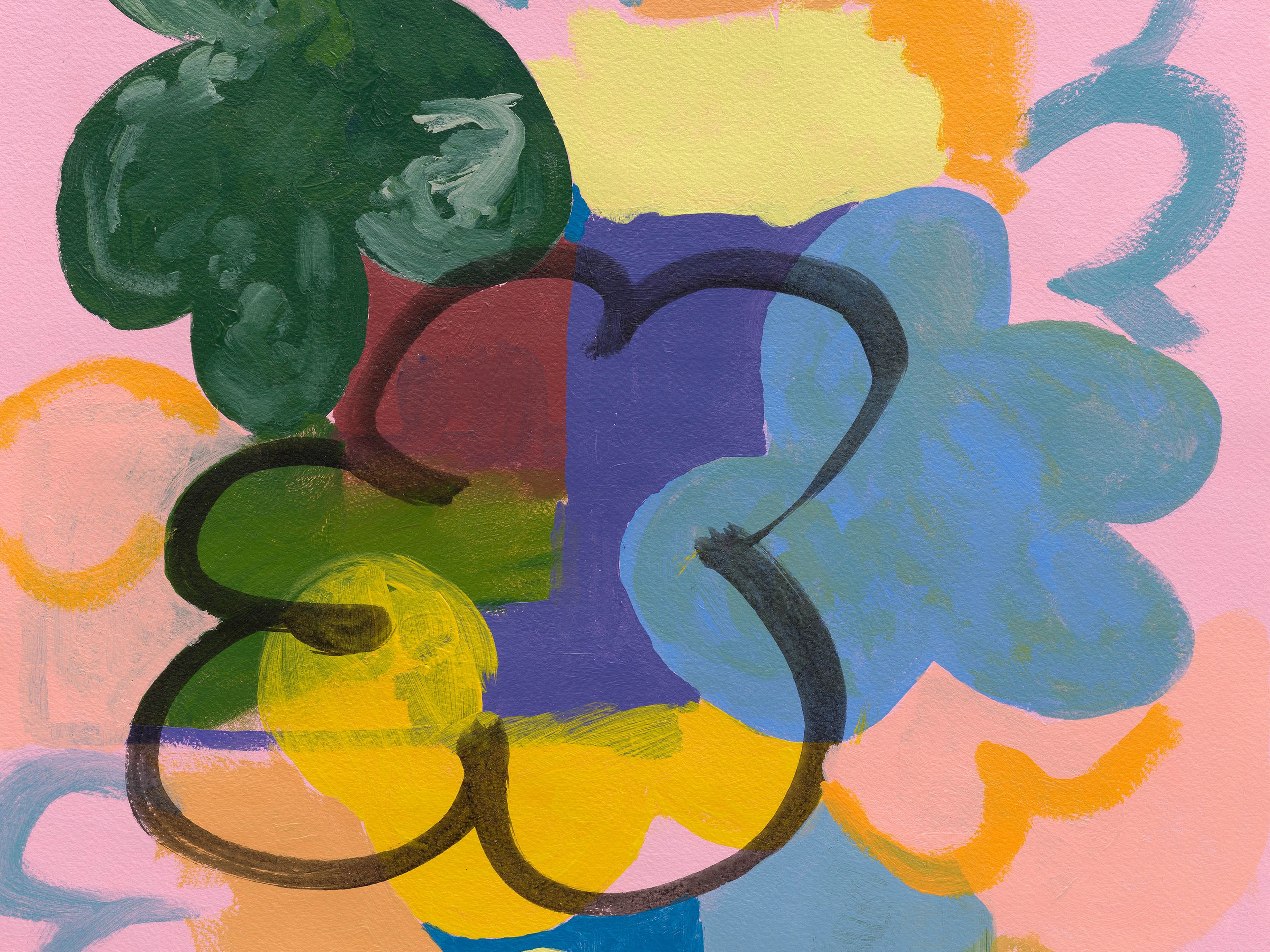 A detail from a work on paper by EJ Hill, titled polychrome (locus), dated 2025.
