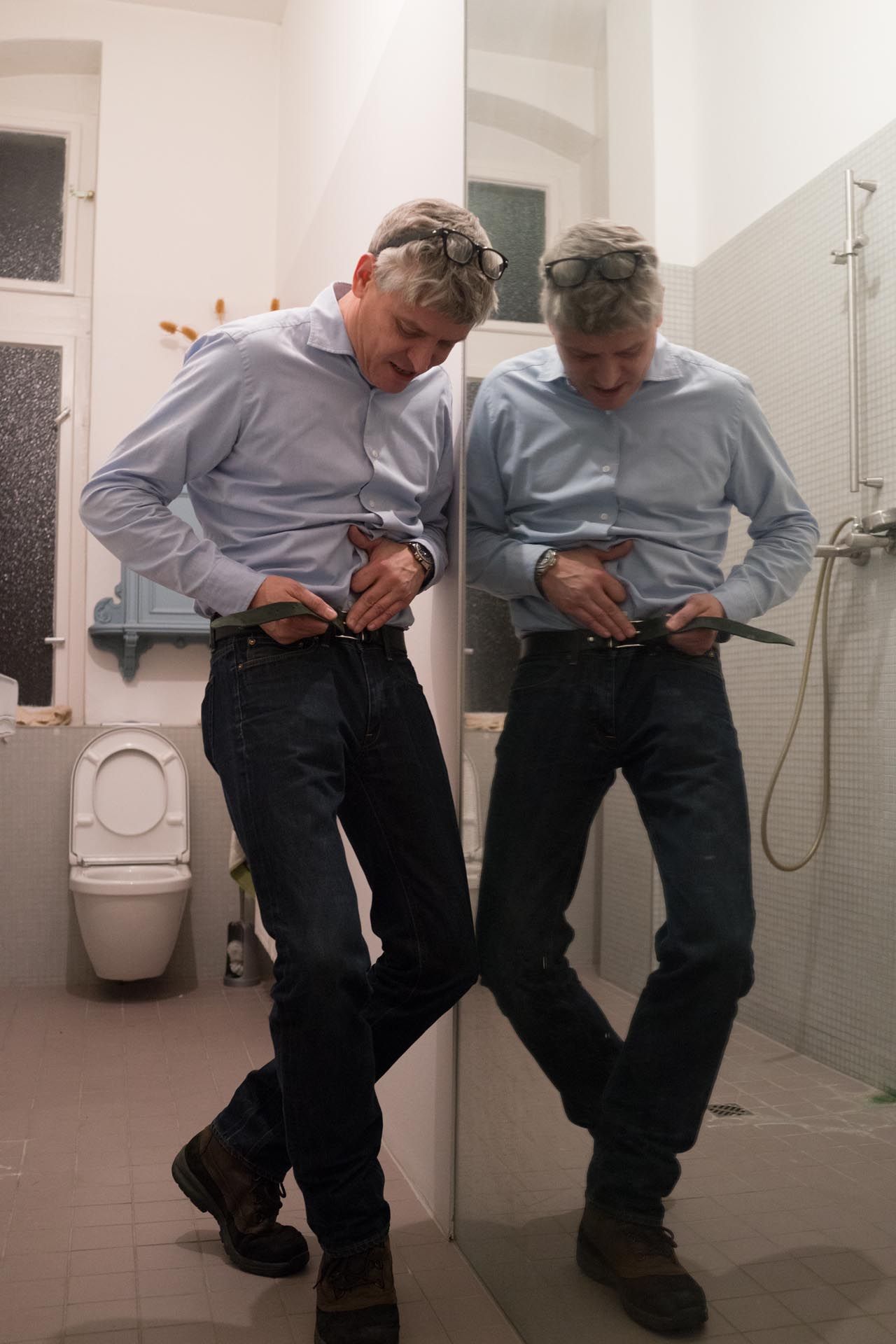 A photograph by Wolfgang Tillmans, titled Daniel, mirrored, dated 2014.