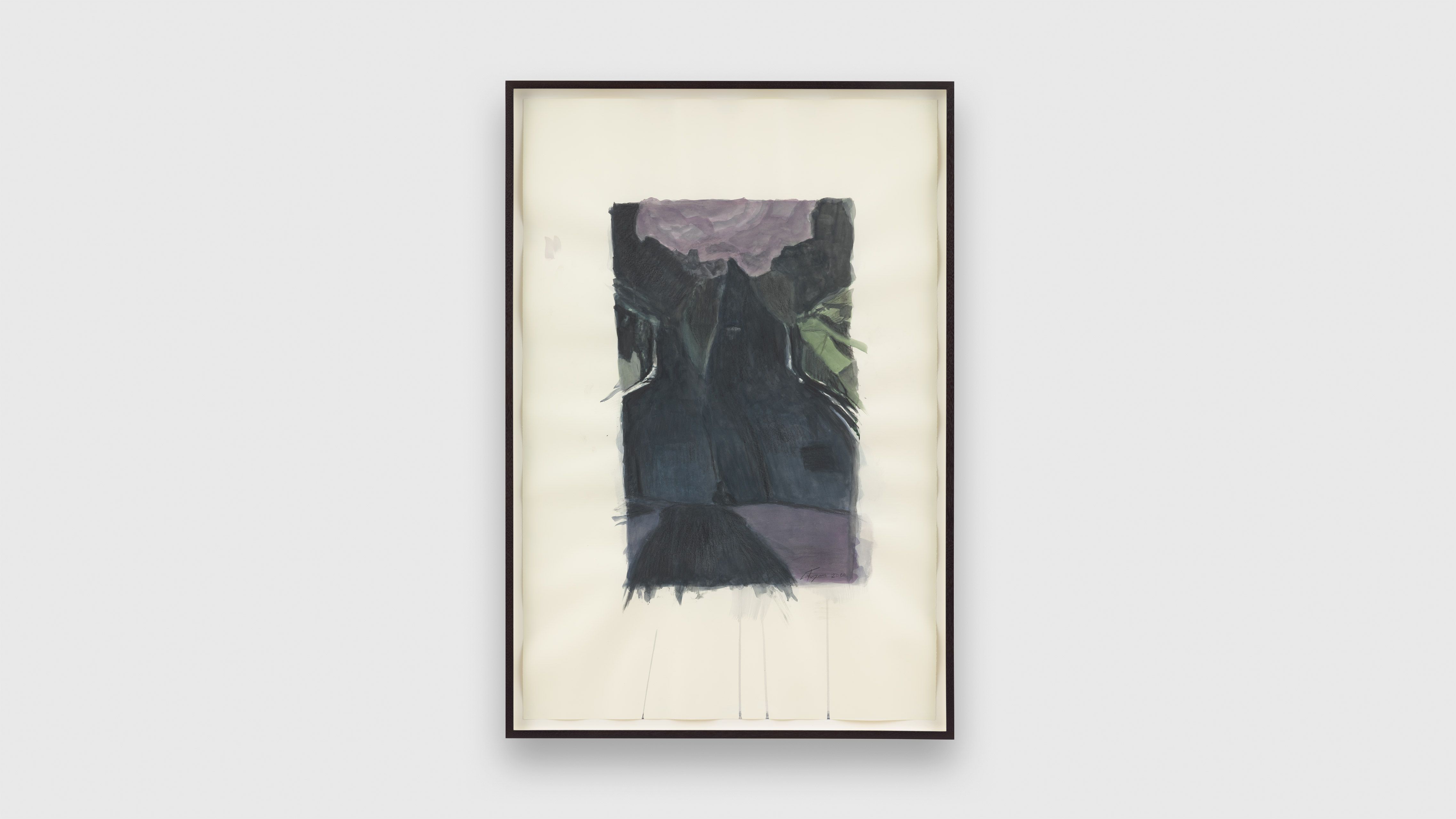 A gouache drawing on paper by Luc Tuymans, titled Reflection, dated 2020.
