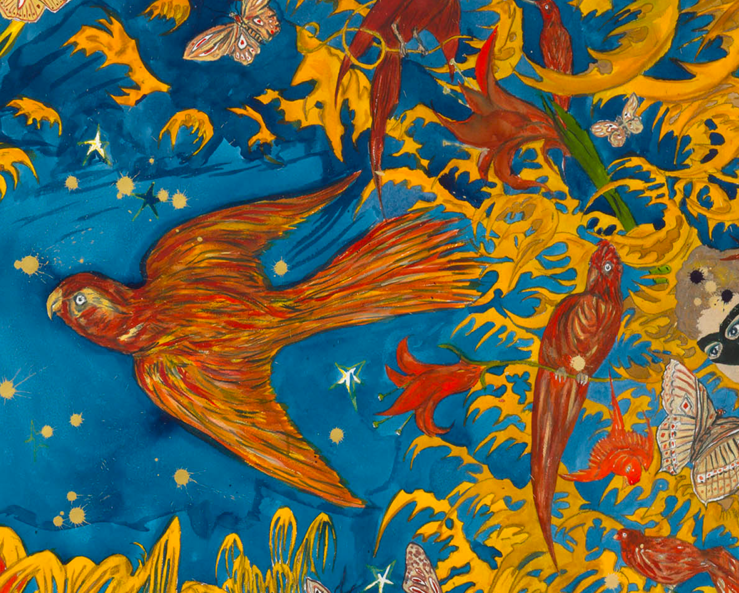 Detail of Marcel Dzama, We dance like the fire on the bones of the liars and let truth rise from the ash (or Moon dance)