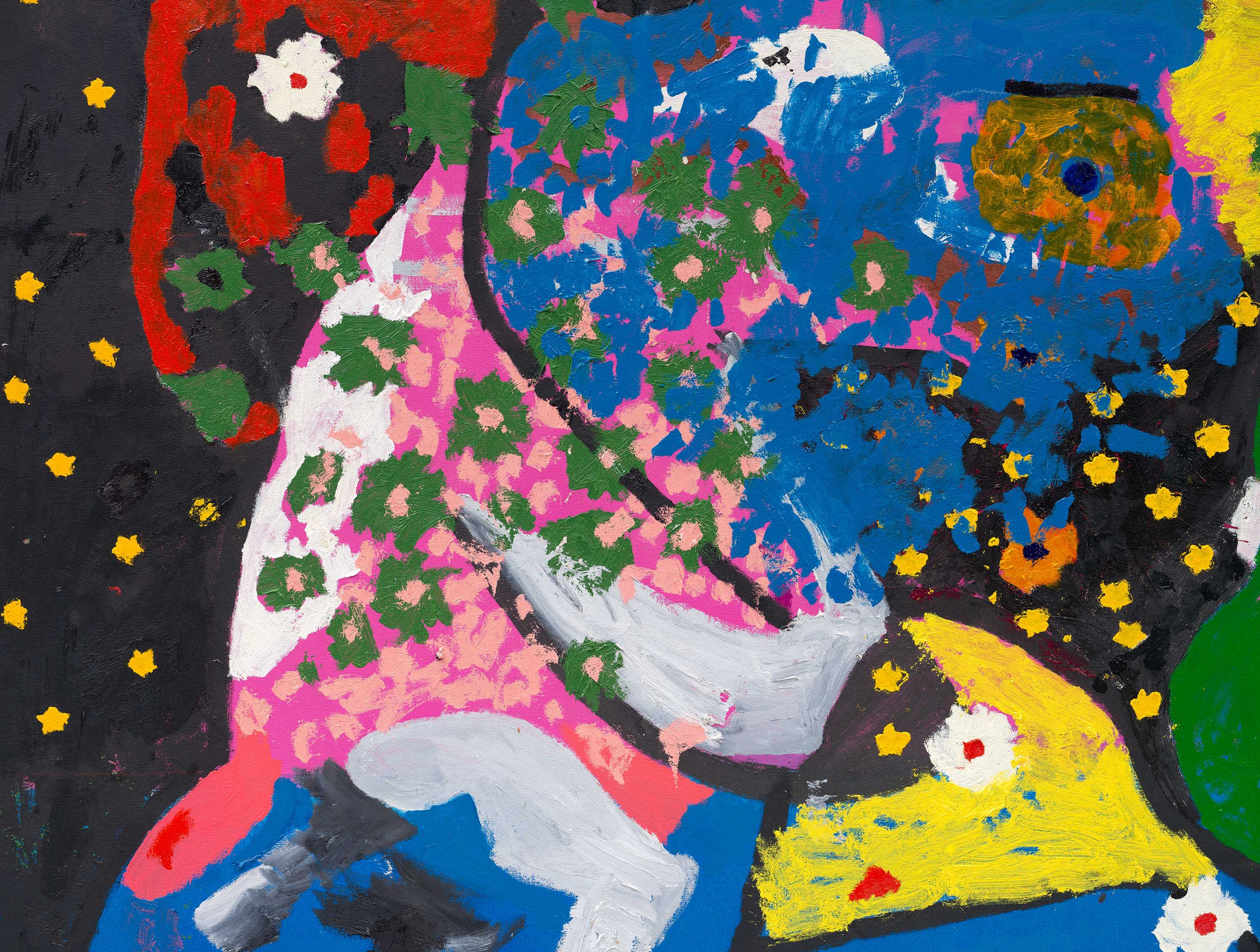 A detail from a painting by Joe Bradley, titled You & I, dated 2025.