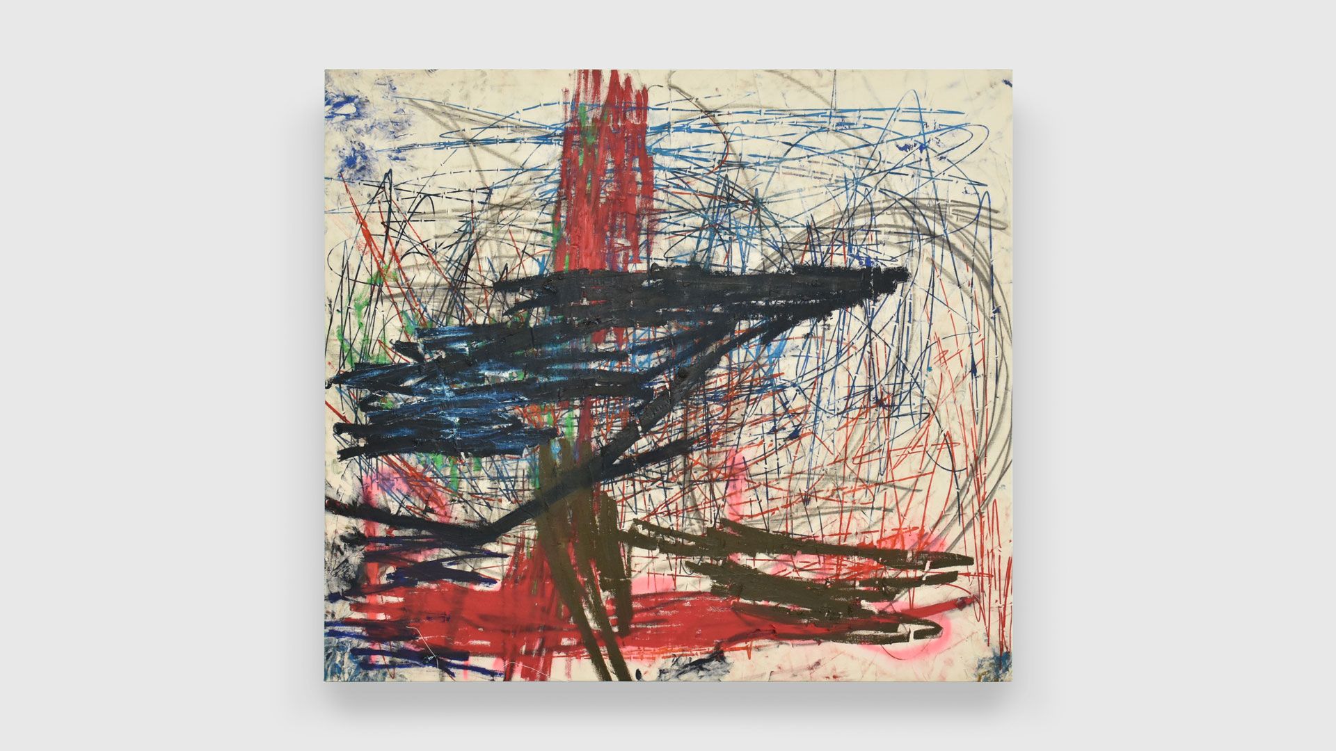 A painting by Oscar Murillo titled (untitled) ethics & aesthetics, dated 2020.