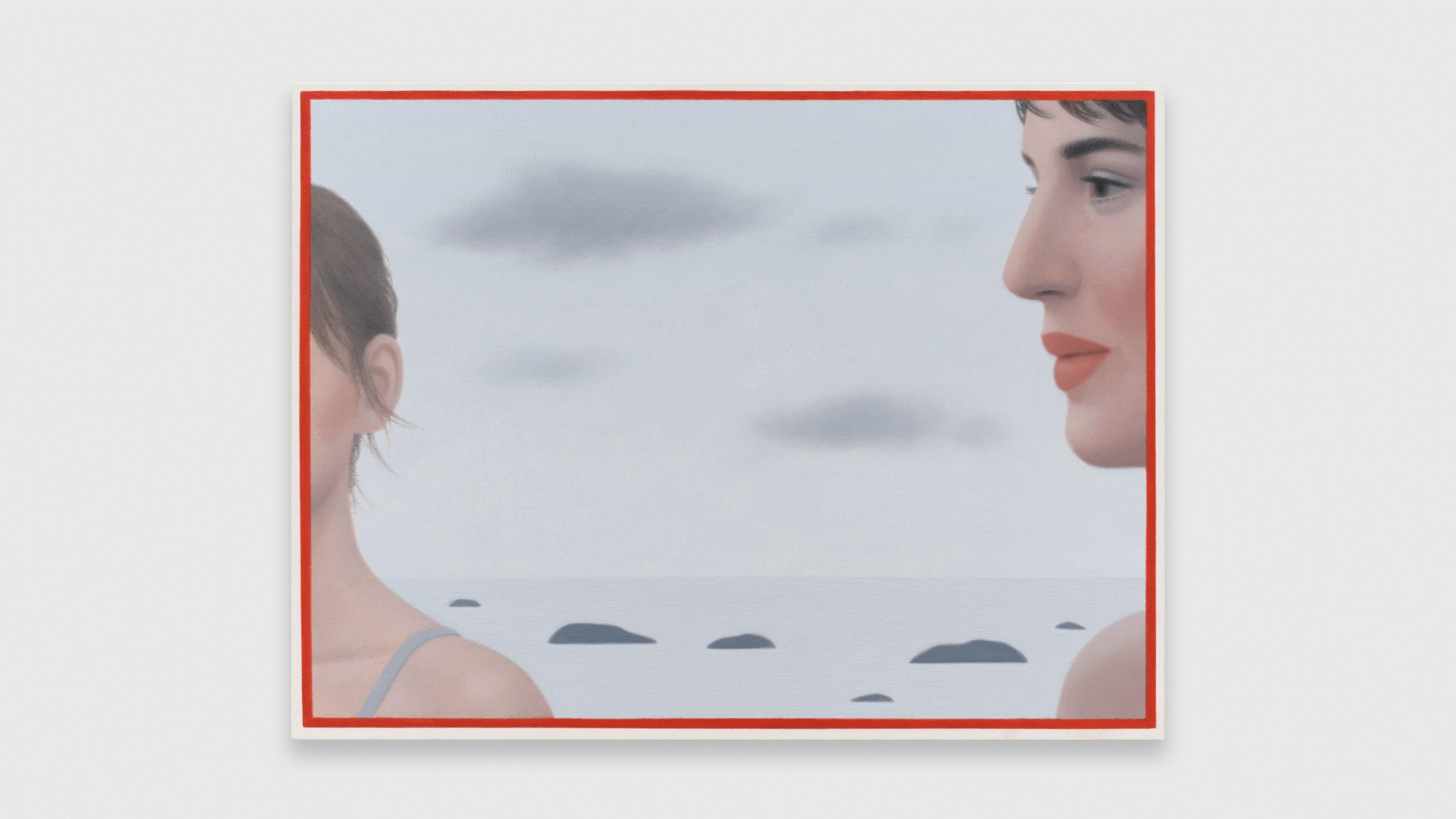 An oil painting on linen by Ridley Howard, titled Red Frame Coast, dated 2020.