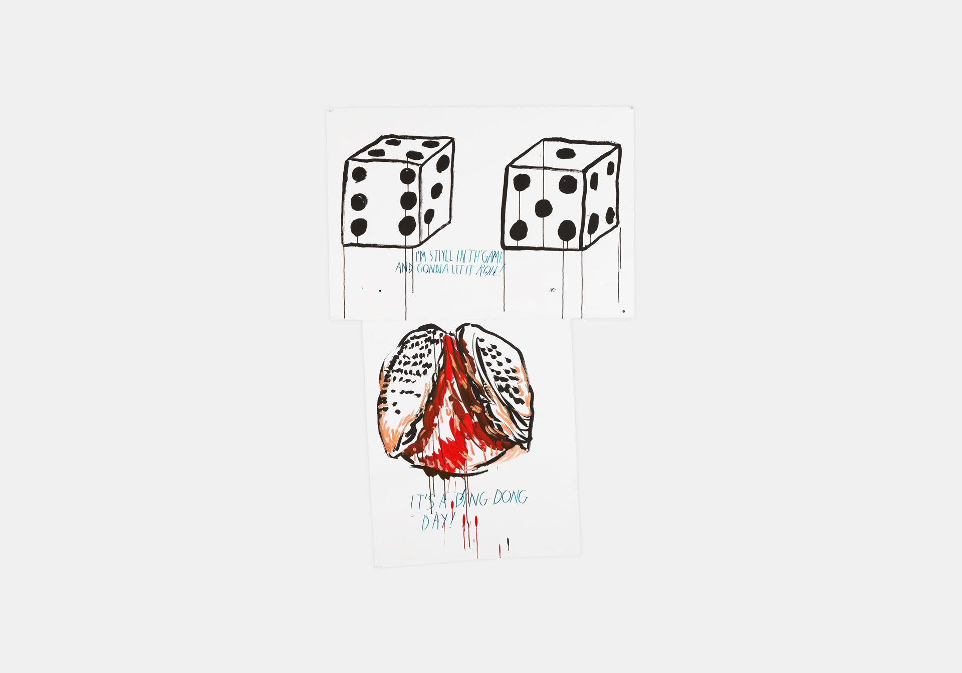 A drawing by Raymond Pettibon, titled No Title (I'm stiyll in...), dated 2017.
