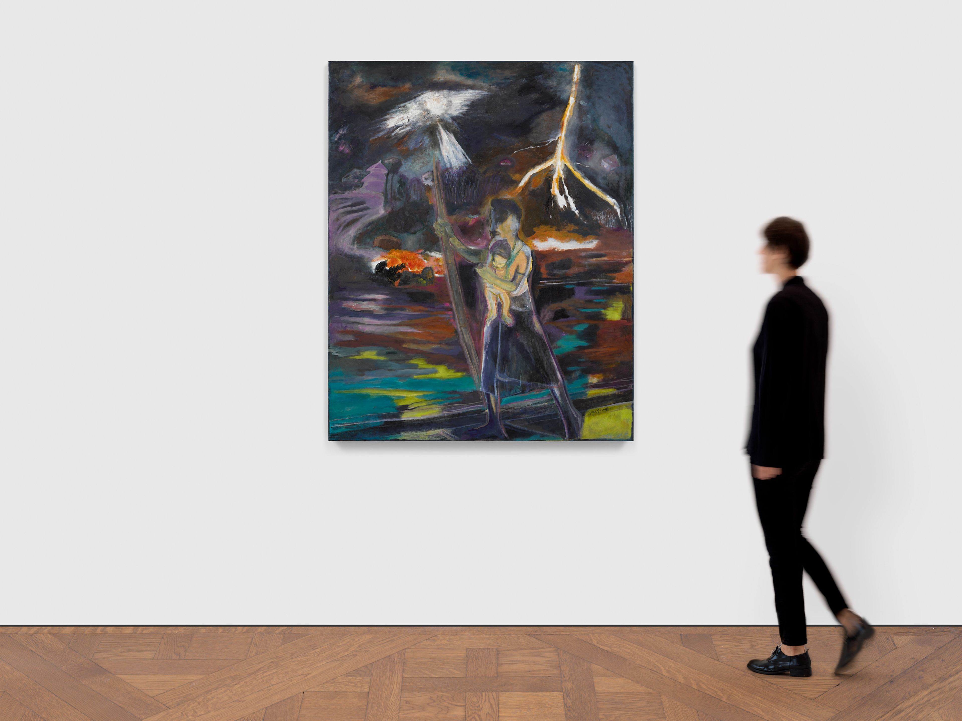 A painting by Sosa Joseph, titled Jaundice in the night of the storm, dated 2025.