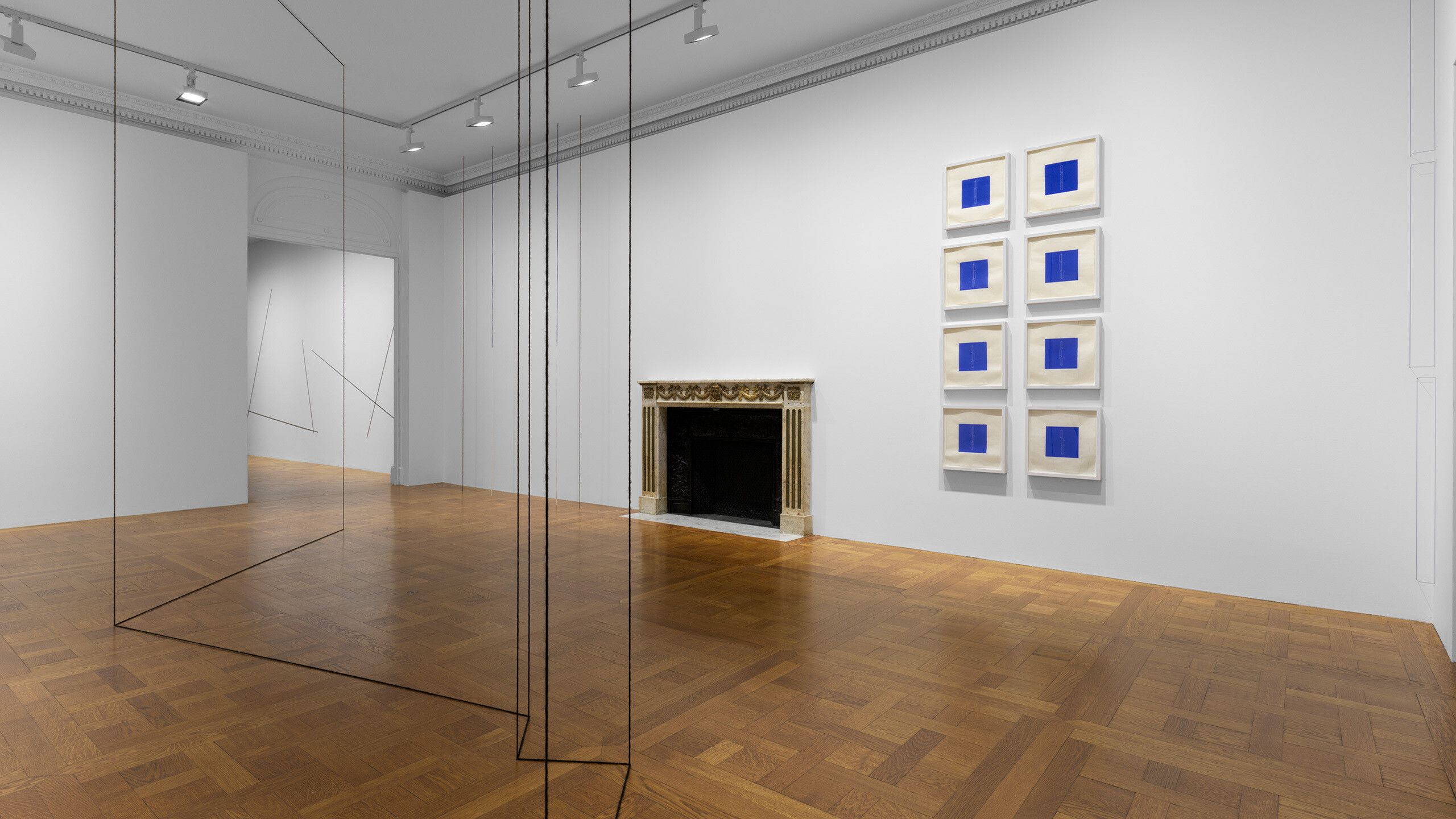 An Installation view of Fred Sandback, David Zwirner, New York, 2022