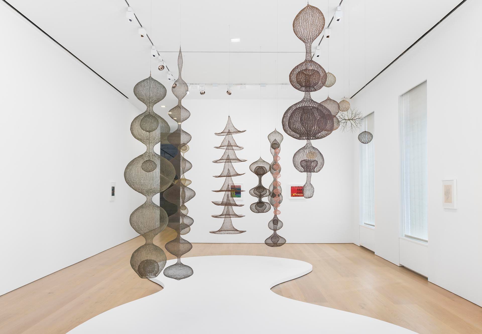 Installation view of the exhibition Ruth Asawa, at David Zwirner New York, dated 2017.