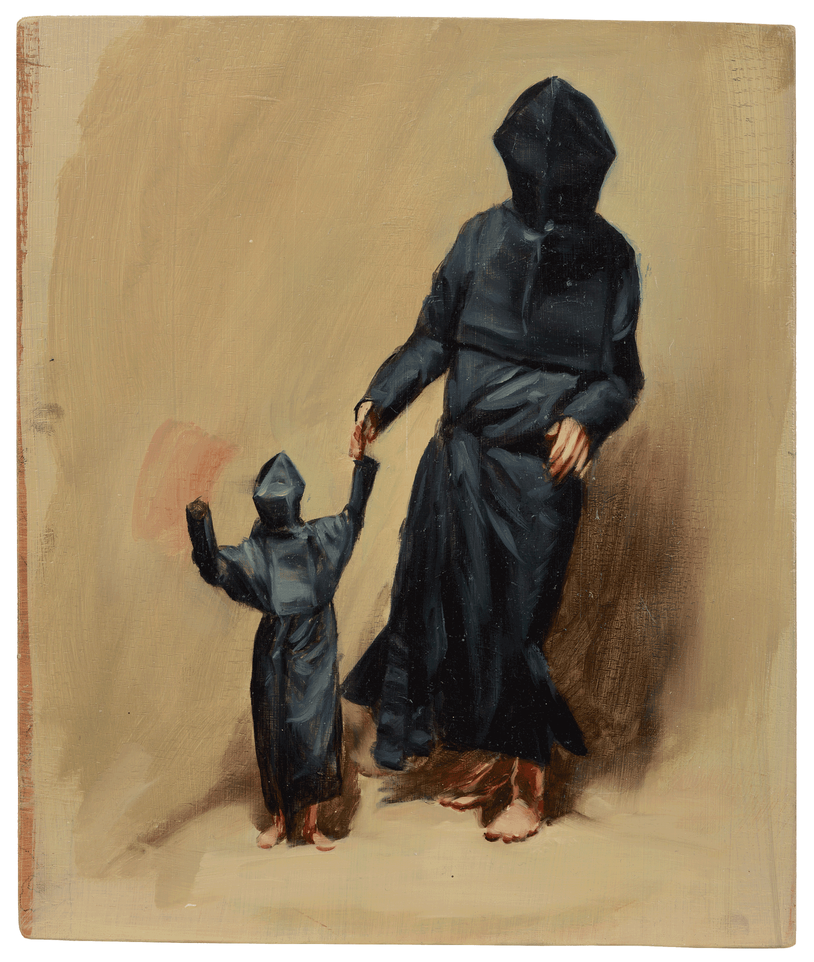 A painting by Michaël Borremans, titled Black Mould / Pogo, dated 2015.