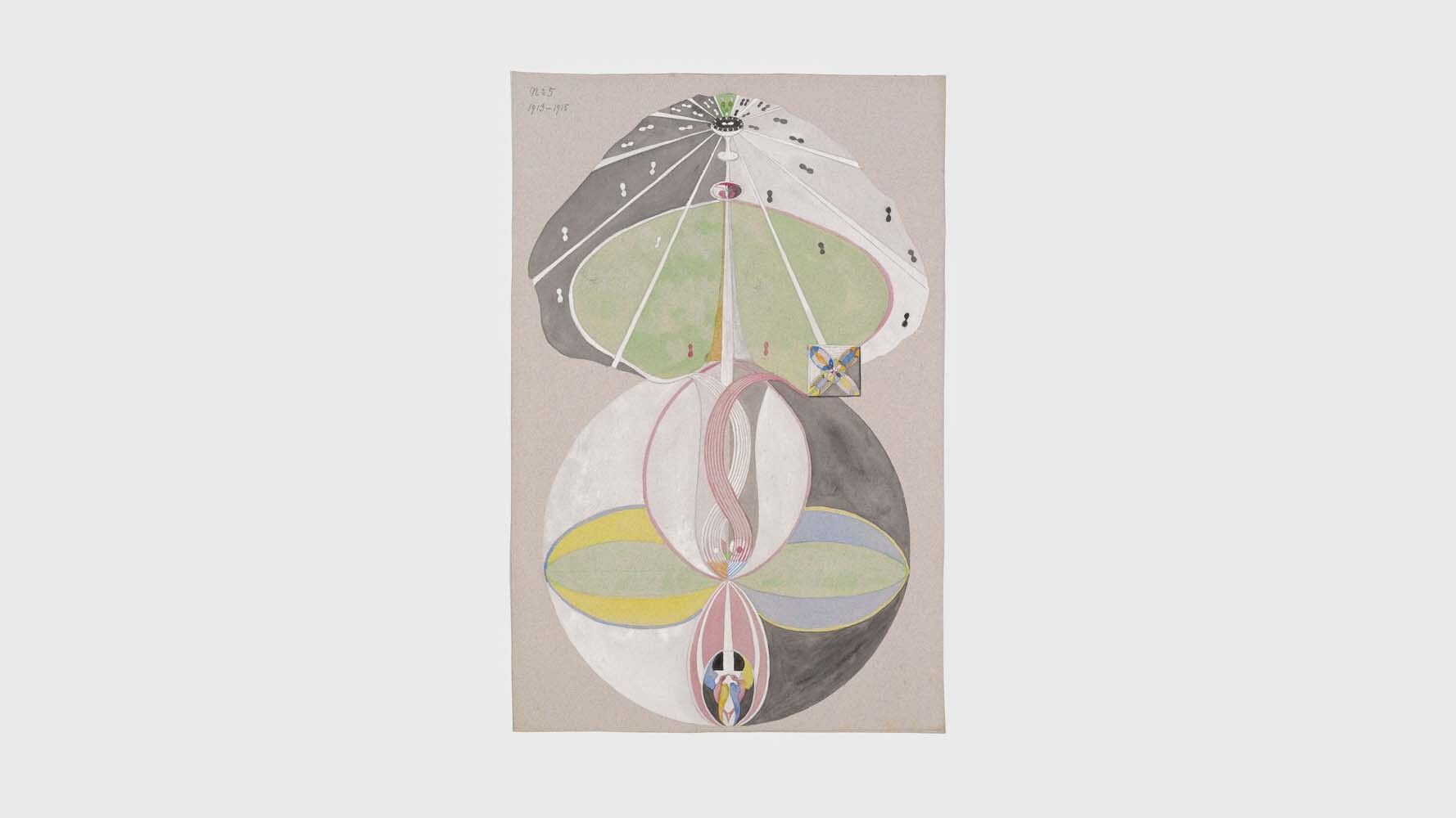 A watercolour from Hilma af Klint's series Tree of Knowledge, dated 1913-1915.