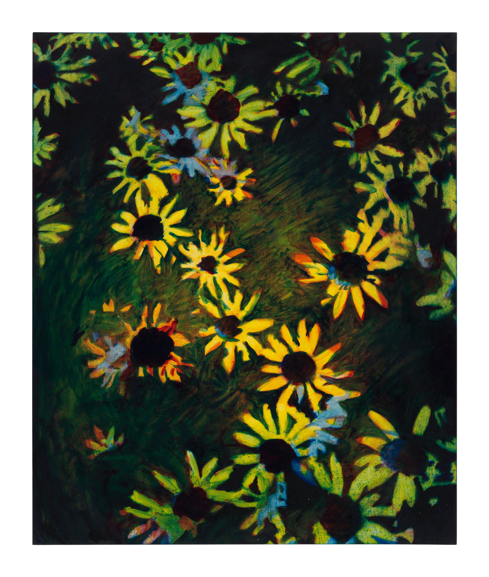 A painting by David McBride, titled Untitled (Ordinary Flowers), dated 2019