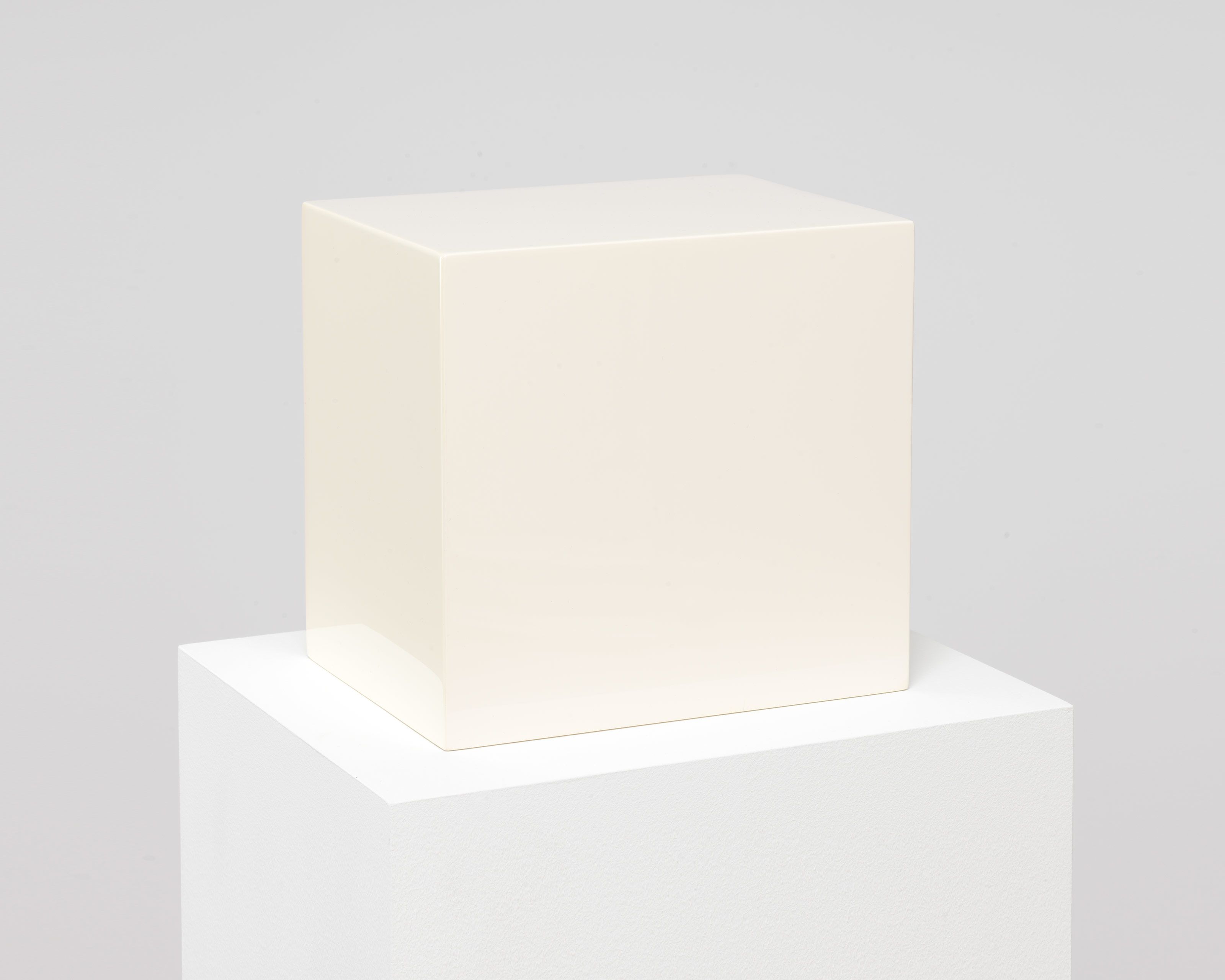 A polyester resin, fiberglass, and plywood sculpture by John McCracken, titled John, dated 1967.