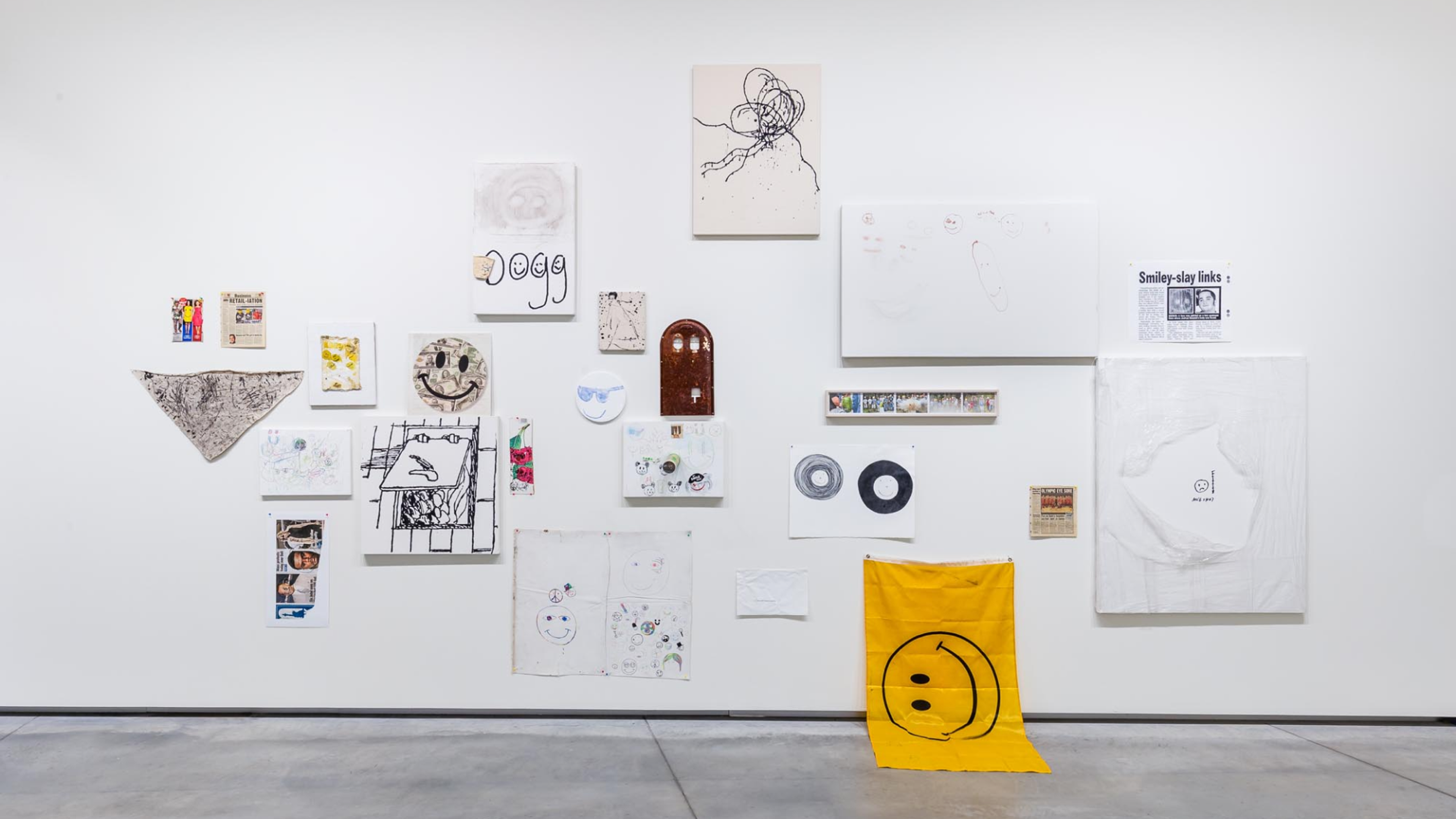 Installation view of the exhibition, Nate Lowman, at Astrup Fearnley Museet in Oslo, dated 2018.