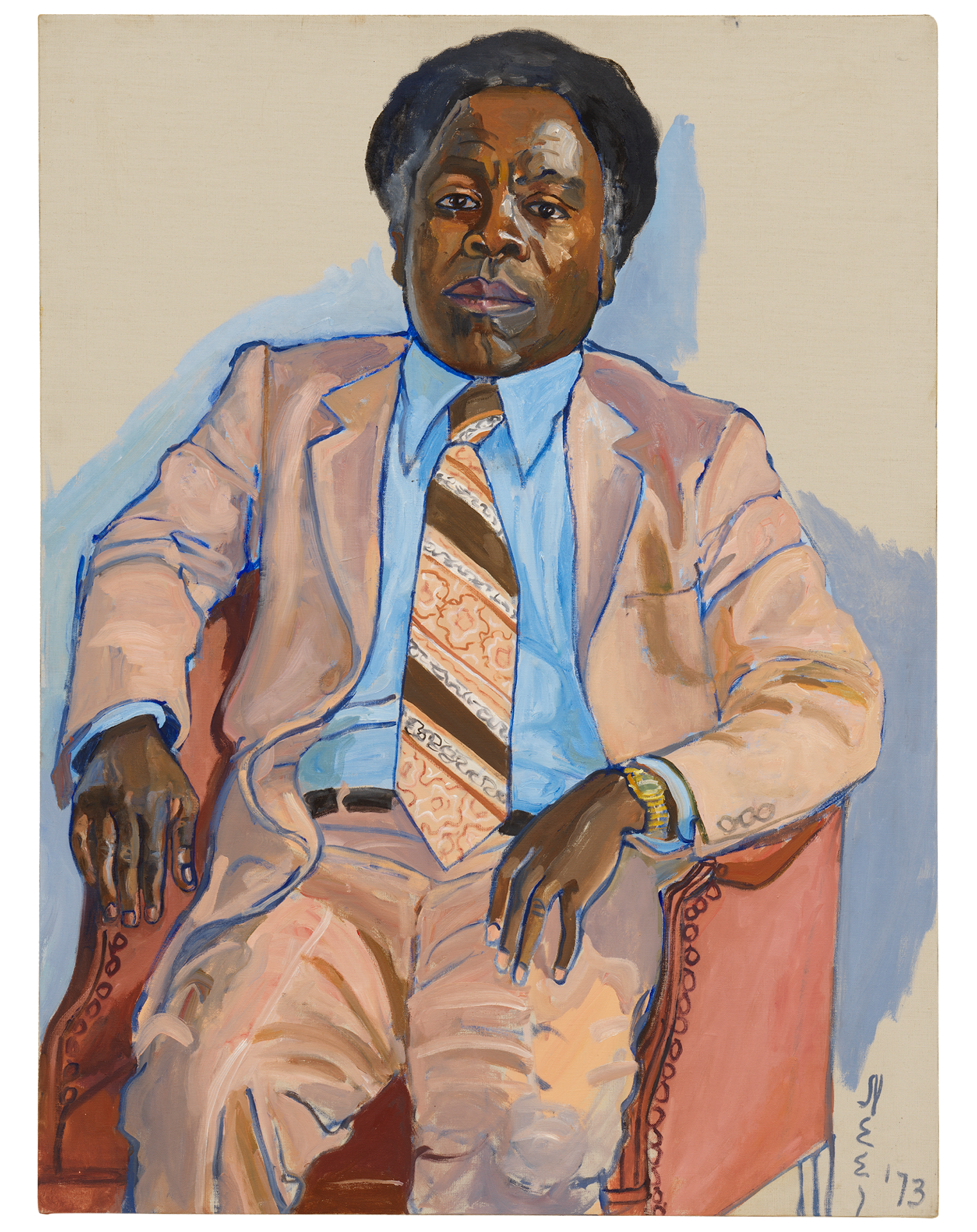 A painting by Alice Neel, titled Kanuthia, dated 1973.
