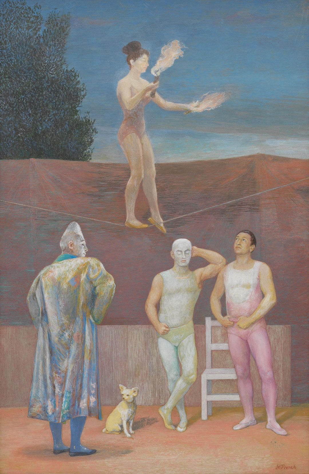 An undated painting by Margaret French, titled Untitled (Juggler).