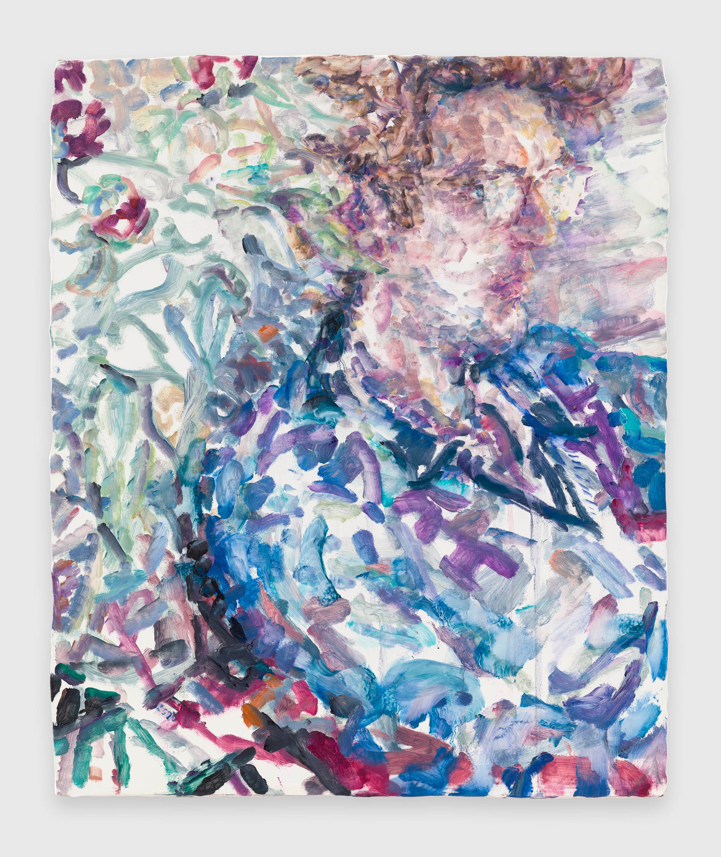 A painting by Elizabeth Peyton, titled Light (Lucas & Flowers), dated 2023.