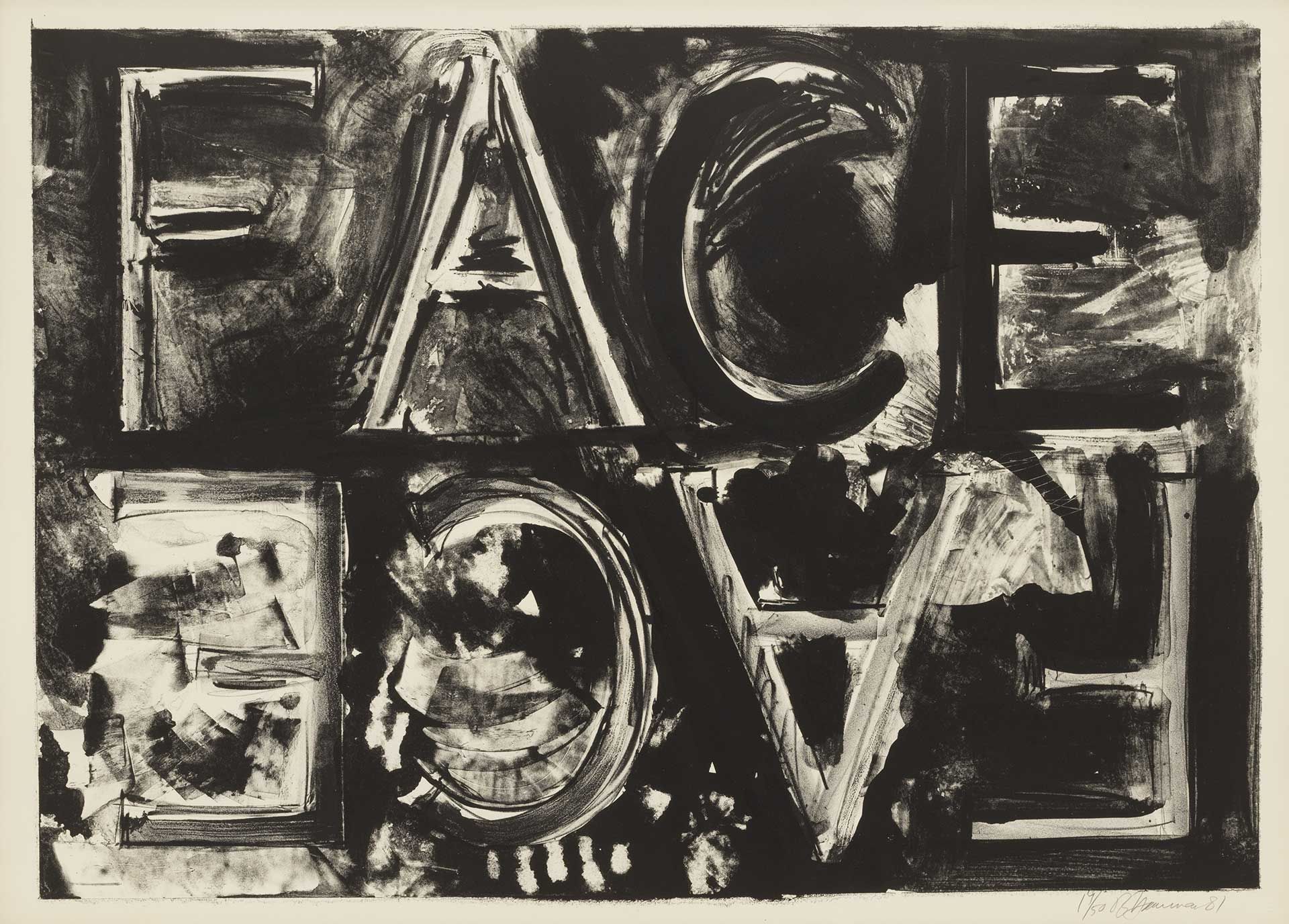 A lithograph by Bruce Nauman titled Double Face, dated 1981