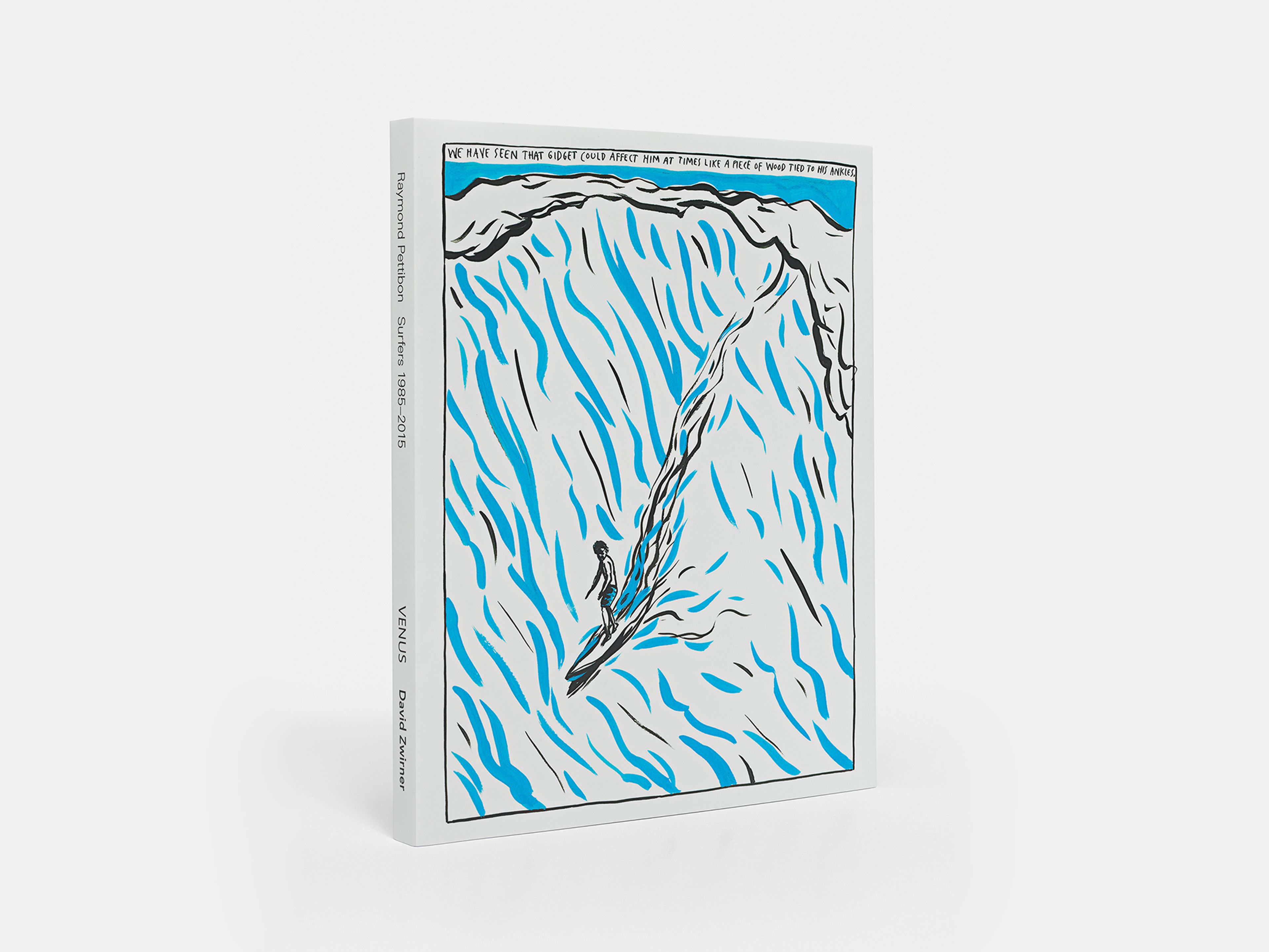 Cover of a book titled Raymond Pettibon: Surfers 1985-2015, published by David Zwirner Books in 2015