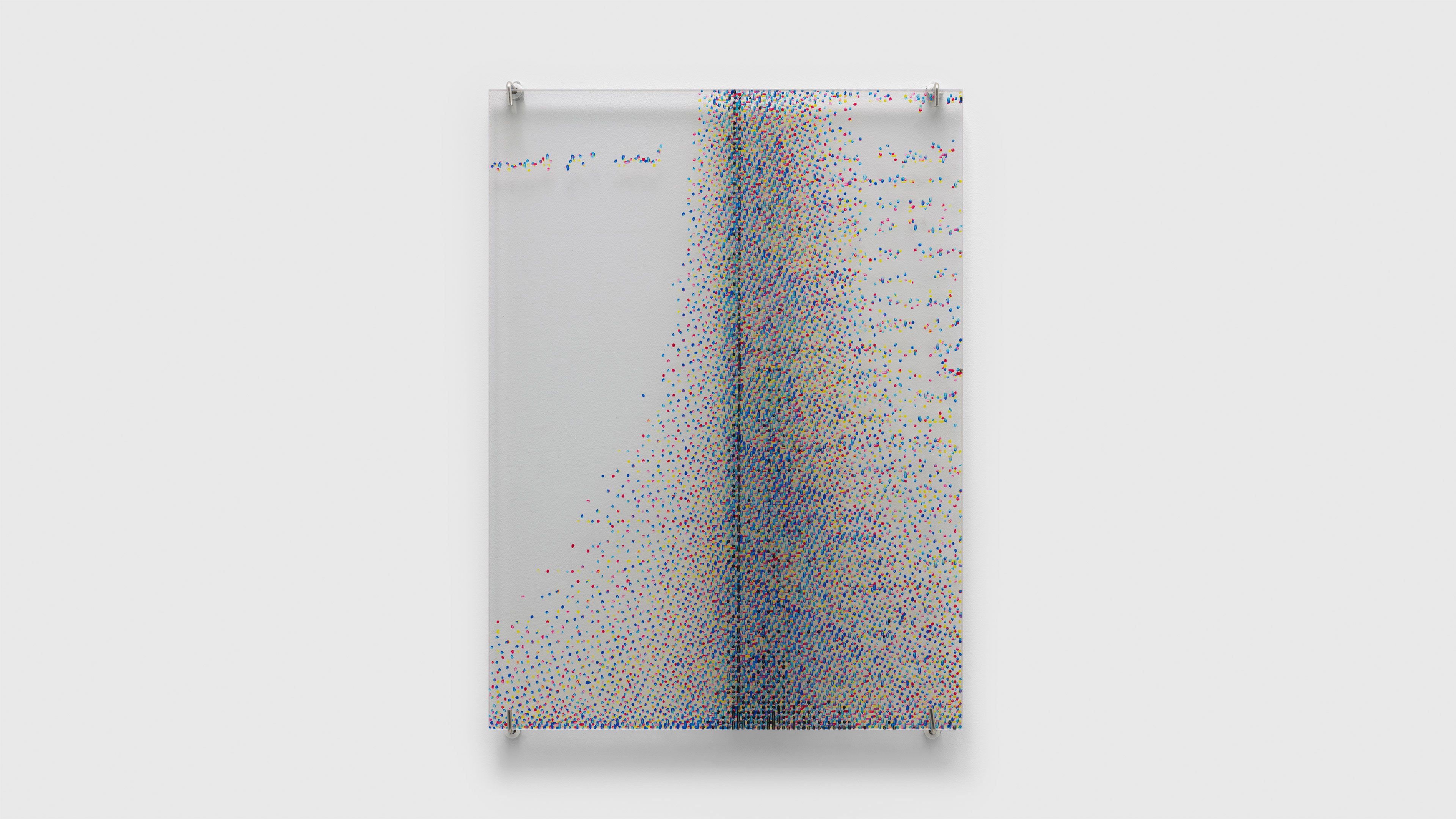 An acrylic on Plexiglas work by Yuki Higashino, titled Notebook 5, dated 2020.