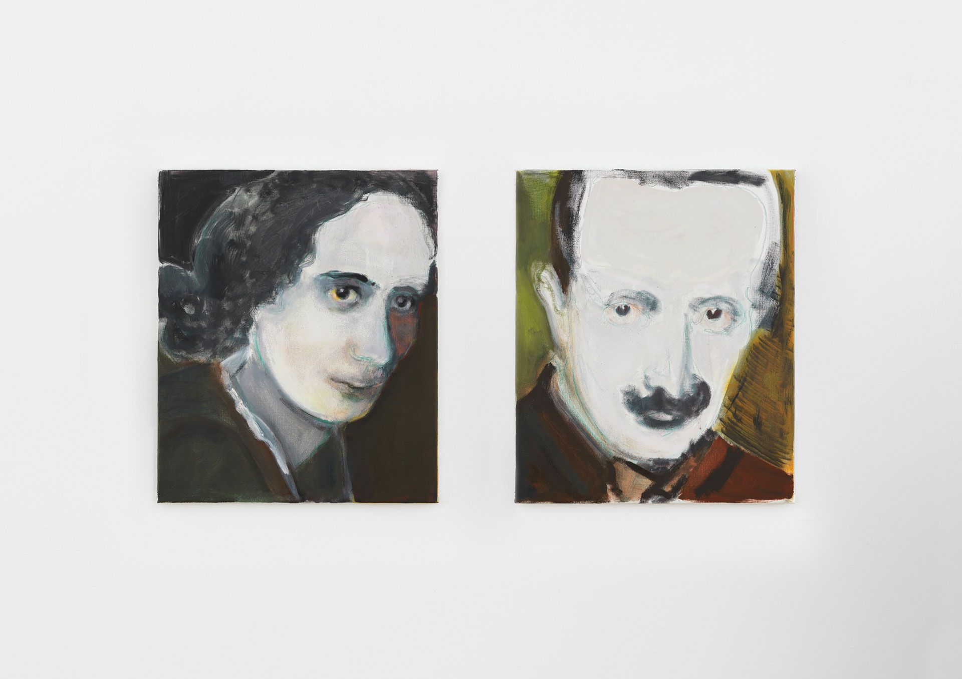 A painting by Marlene Dumas, titled Hannah Arendt and Martin Heidegger, dated 2017.
