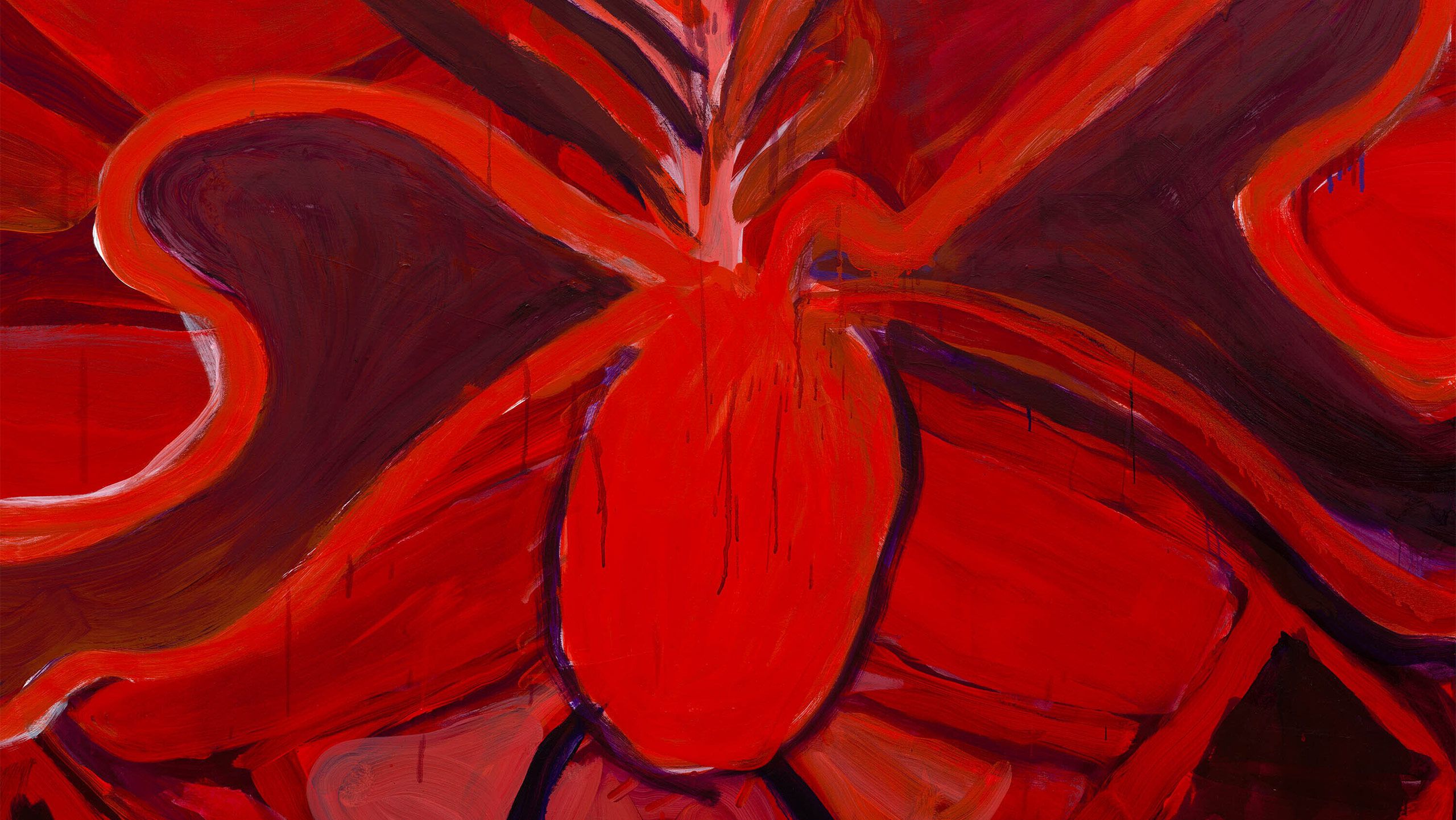 A detail of an artwork by Josh Smith, titled Red Bug, dated 2023