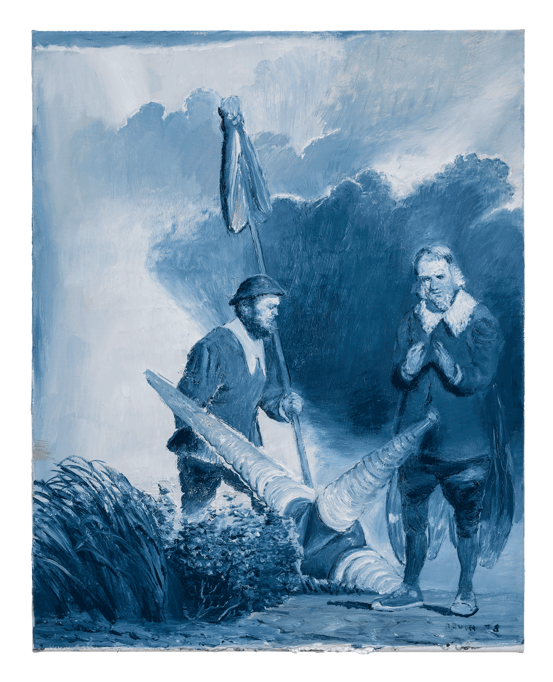 A painting by Neo Rauch, titled Der W√§chter, dated 2018.