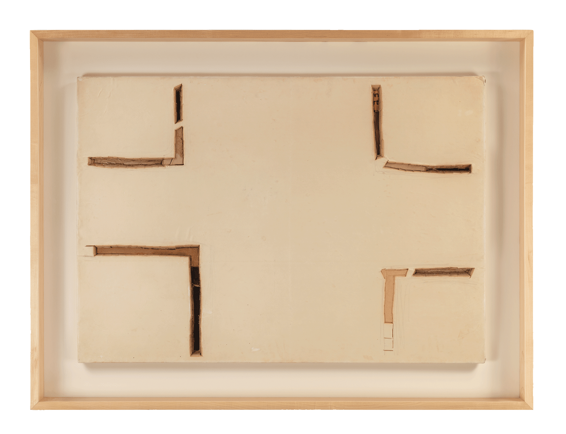 A drawing by Gordon Matta-Clark, titled A W-Hole House (Four Corners), dated 1973.