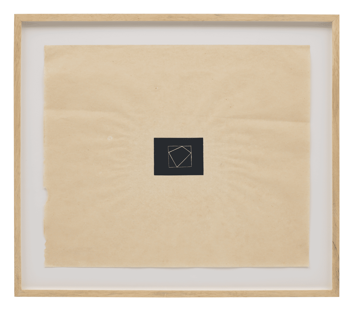 An untitled linoleum cut on Japanese paper with cut edge by Fred Sandback, dated 1975.
