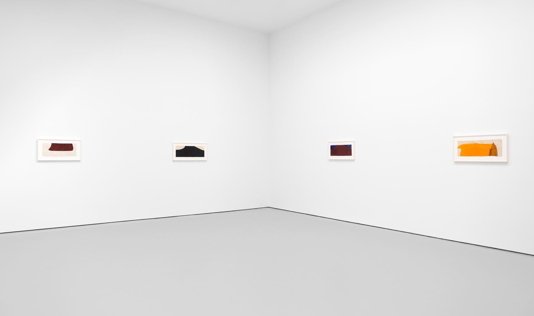 Installation view of the exhibition Suzan Frecon: paper, at David Zwirner in New York, dated 2013.