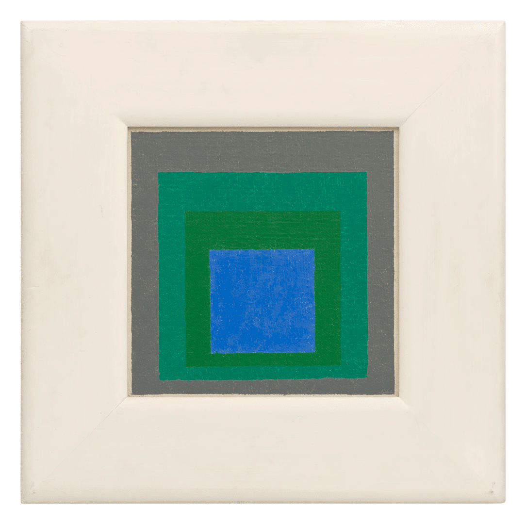 An oil painting on Masonite by Josef Albers, titled Homage to the Square, dated 1954.