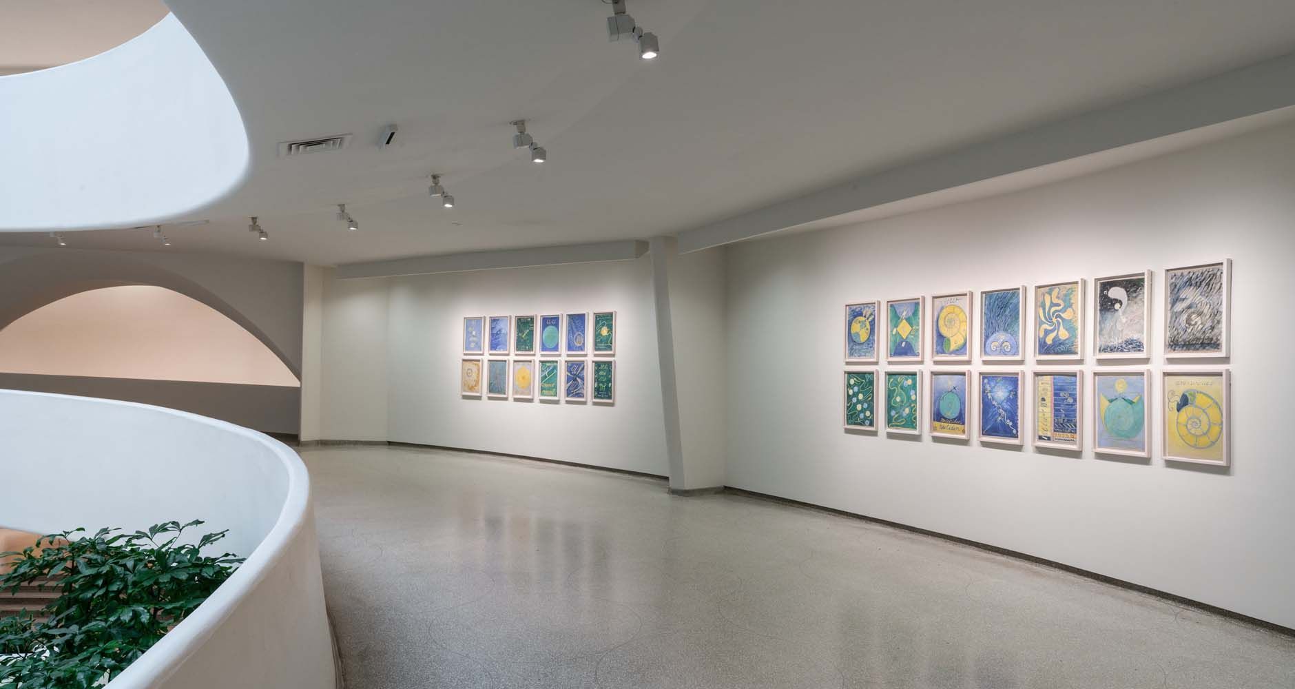 An installation view of an exhibition titled Hilma af Klint: Paintings for the Future, at the Solomon R. Guggenheim Museum, New York in 2018. Photo by David Heald.