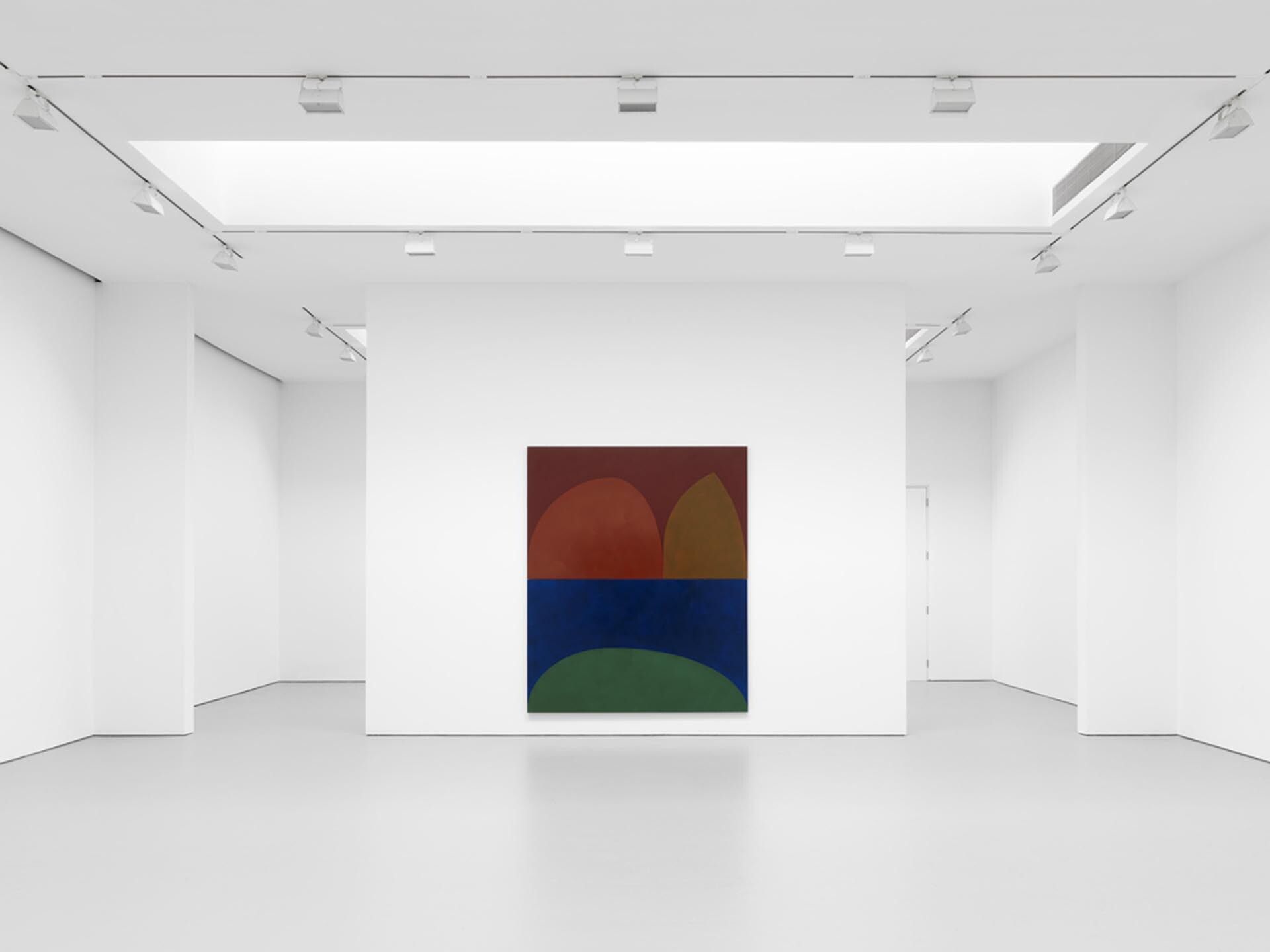 Installation view of the exhibition, recent oil paintings by Suzan Frecon at David Zwirner in New York, dated 2017.