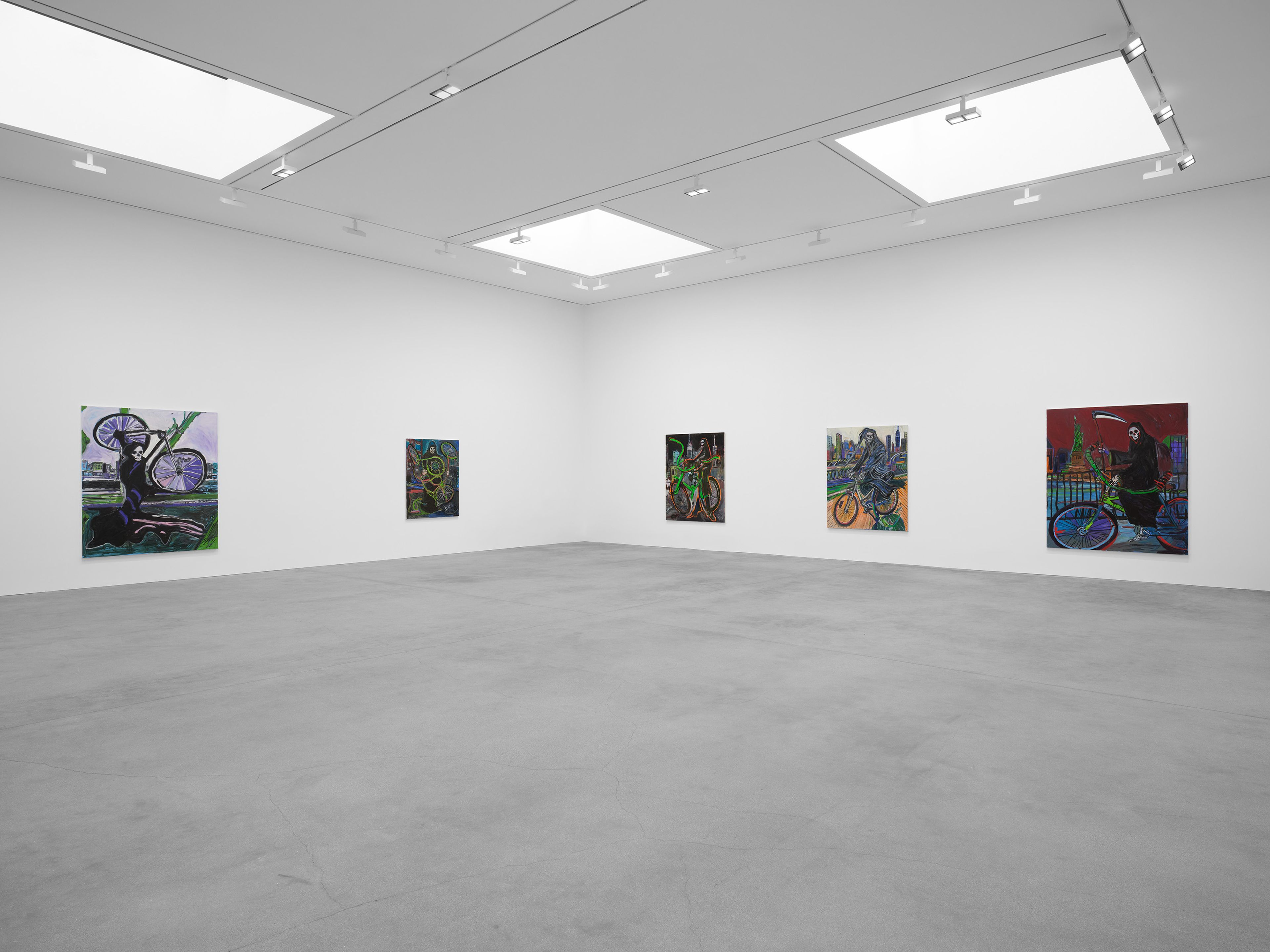An installation view of the exhibition, Josh Smith: Destiny, at David Zwirner in Los Angeles, dated 2025.
