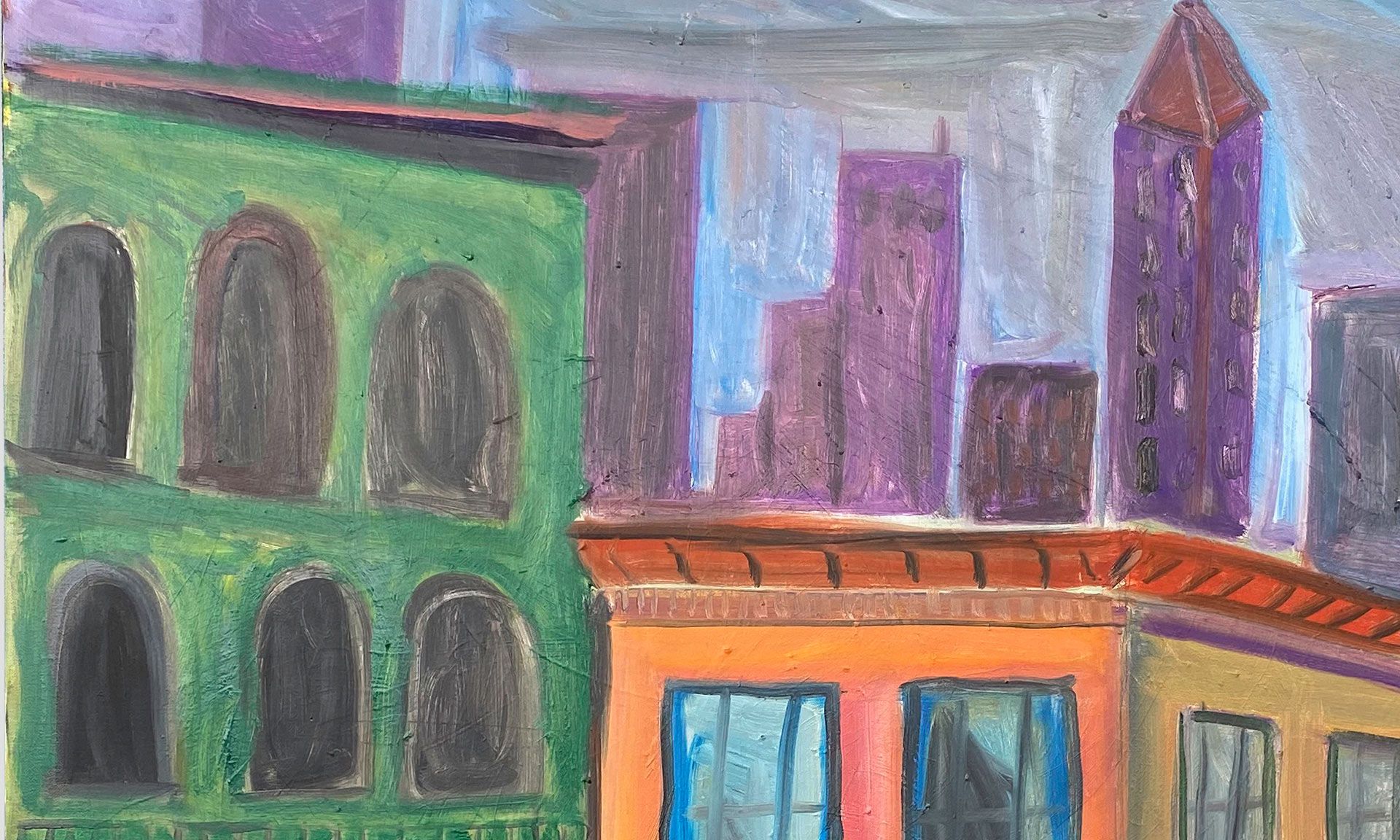 A detail from an untitled painting by josh smith made in 2020.
